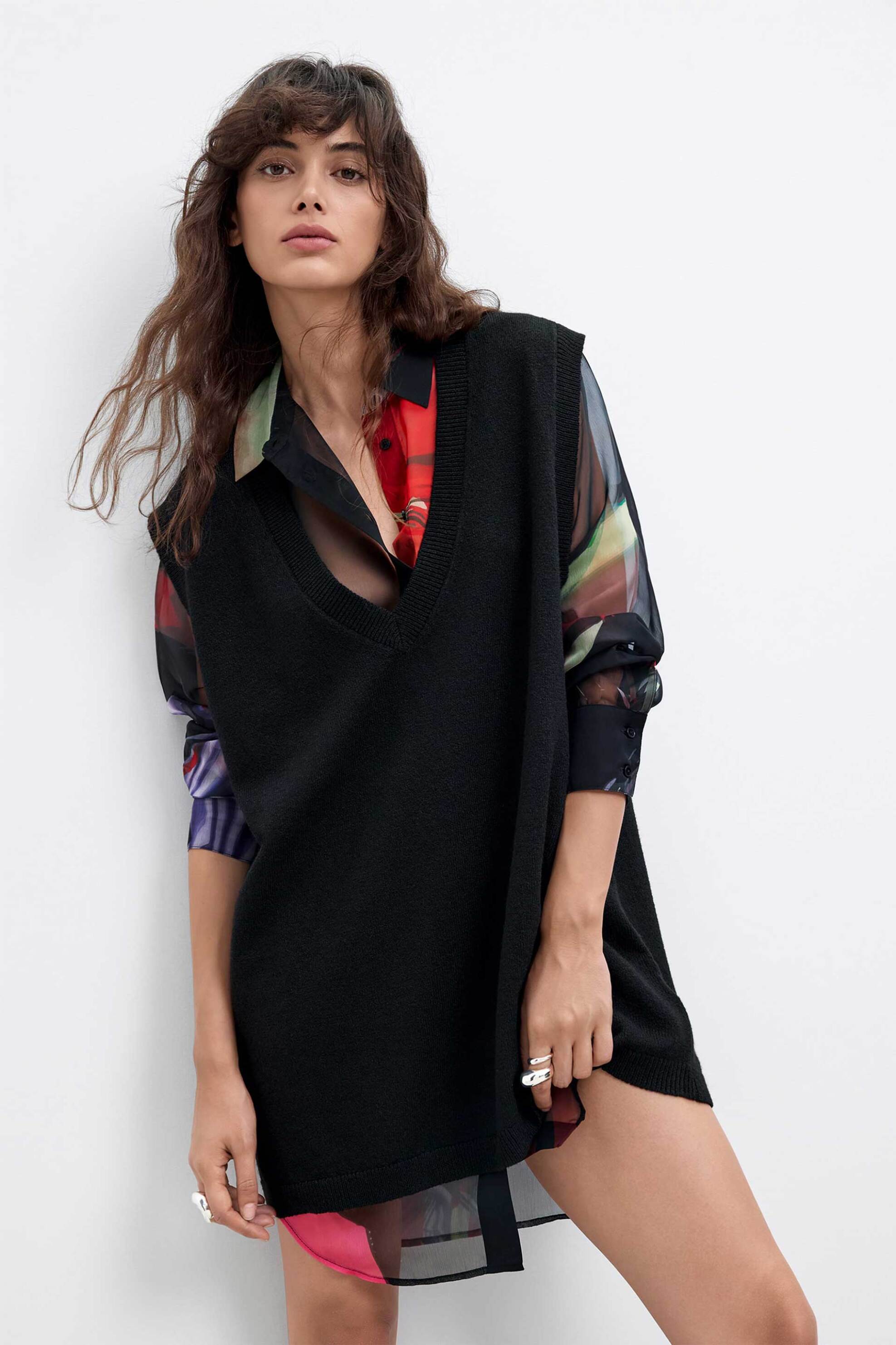 Desigual γυναικείο σετ mini φόρεμα εμπριμέ με πλεκτό 