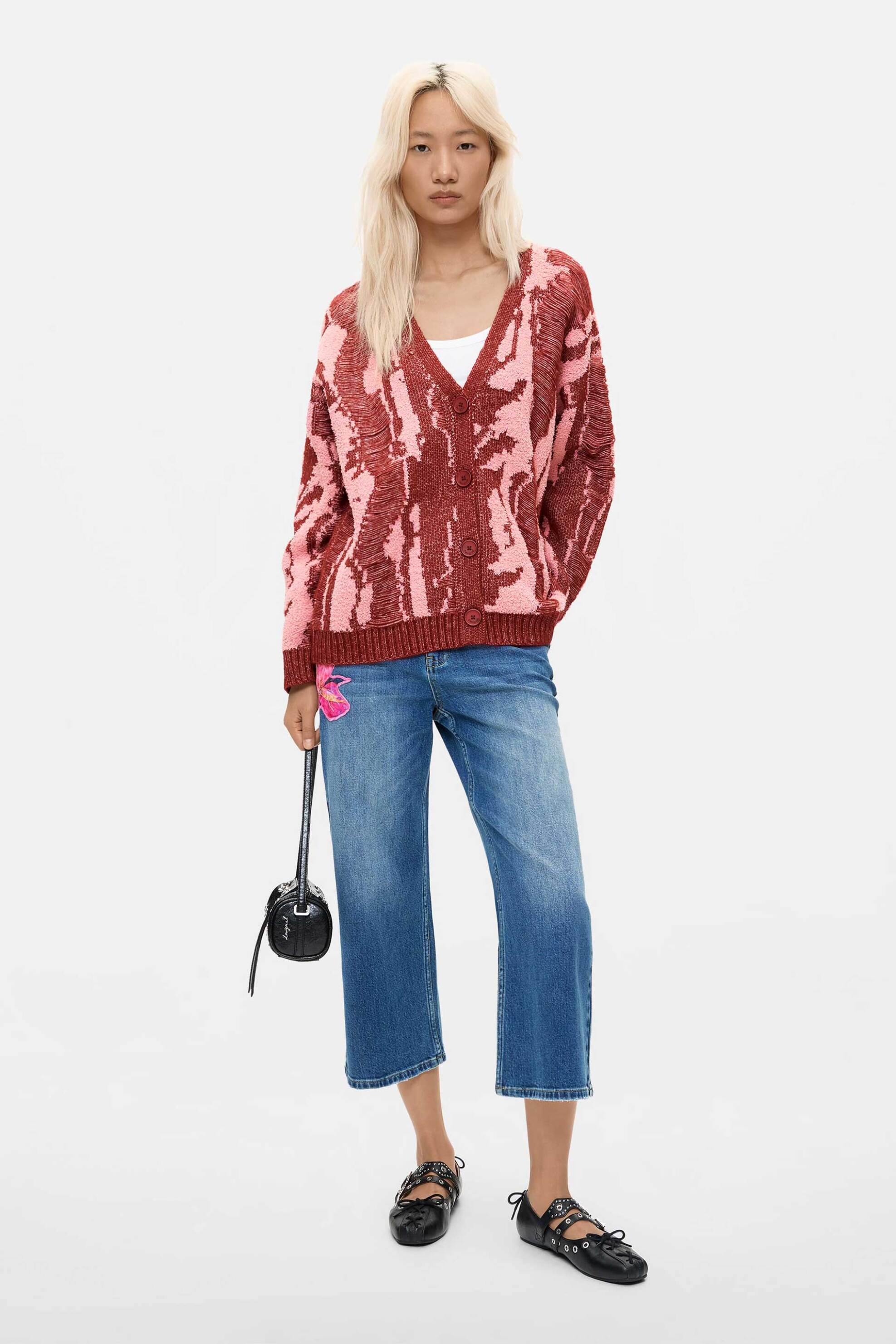 DESIGUAL Desigual γυναικεία ζακέτα με αφηρημένα μοτίβα "Jakee" - 26WWJF12 Κεραμιδί - 3