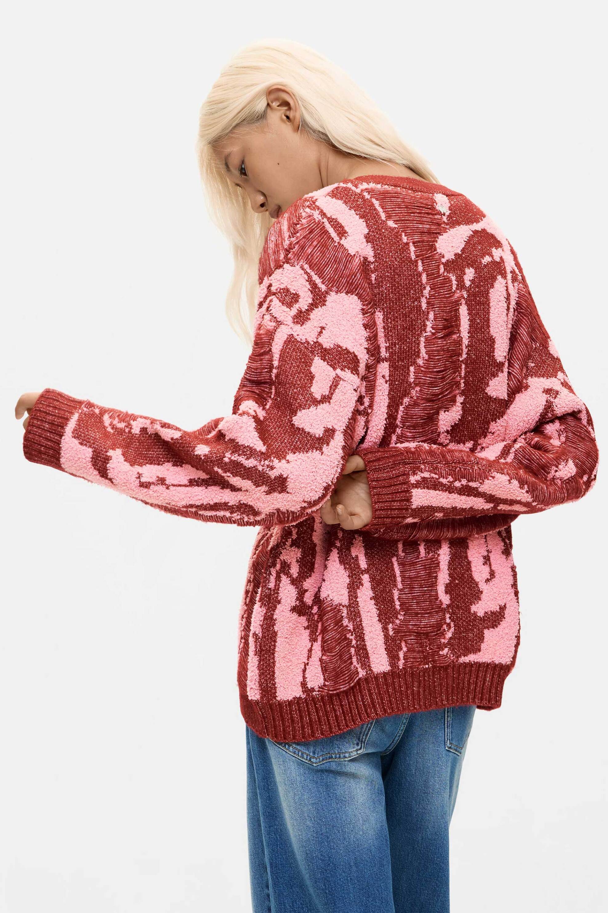 DESIGUAL Desigual γυναικεία ζακέτα με αφηρημένα μοτίβα "Jakee" - 26WWJF12 Κεραμιδί - 4