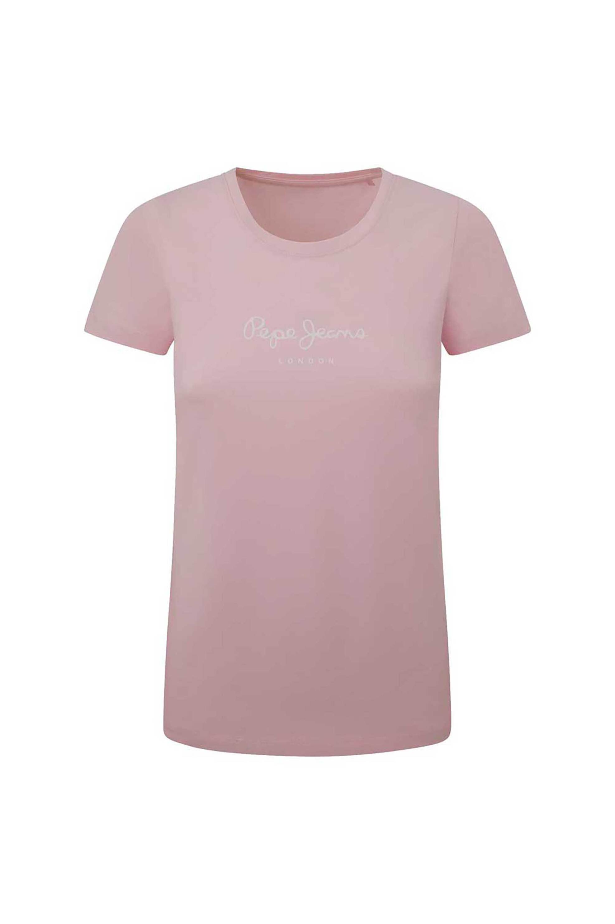 Γυναικεία Ρούχα & Αξεσουάρ > Γυναικεία Ρούχα > Γυναικεία Τοπ > Γυναικεία T-Shirts Pepe Jeans γυναικείο T-shirt μονόχρωμο με logo print - PL505202 Ροζ
