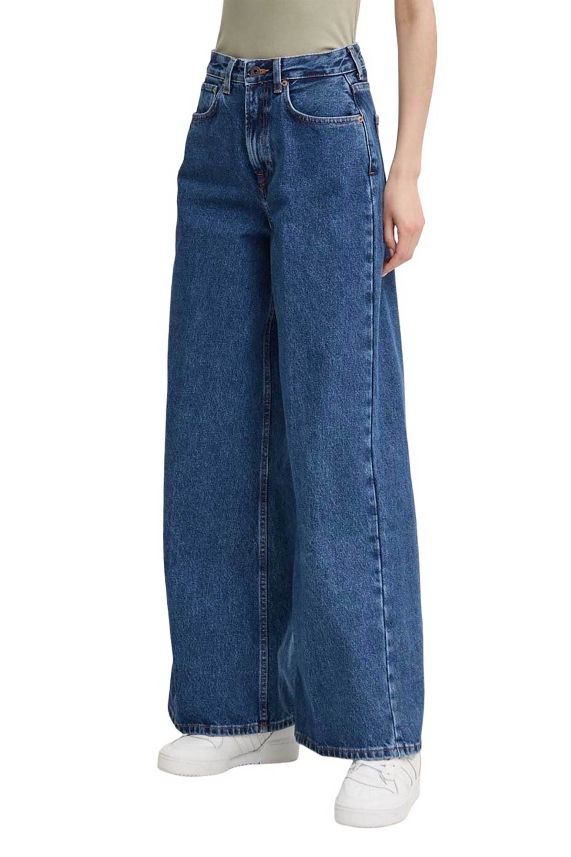 Pepe Jeans γυναικείο τζιν παντελόνι πεντάτσεπο με logo patch Wide Leg - PL204740CT92 Denim Blue φωτογραφία