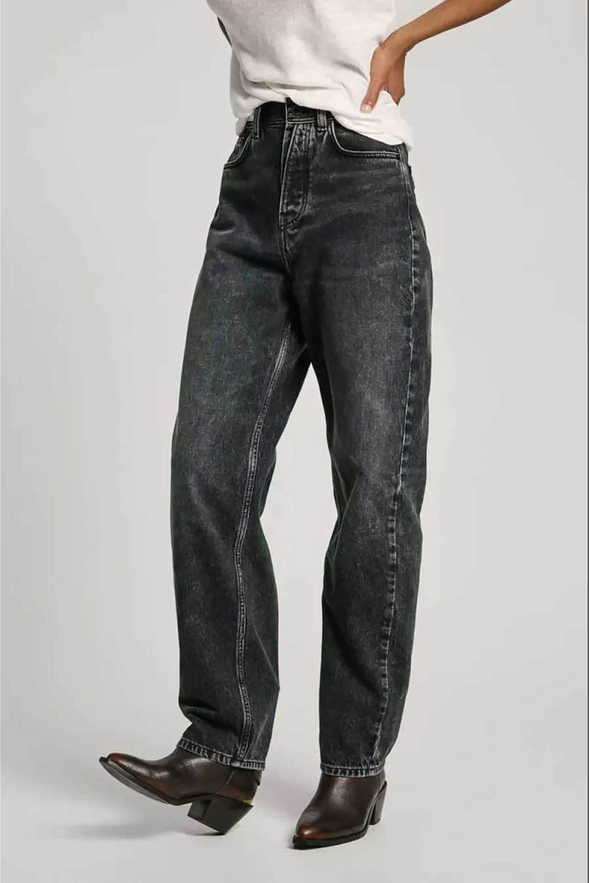 Pepe Jeans γυναικείο ψηλόμεσο τζιν παντελόνι πεντάτσεπο Barrel Fit - PL204739XH70 Μαύρο φωτογραφία