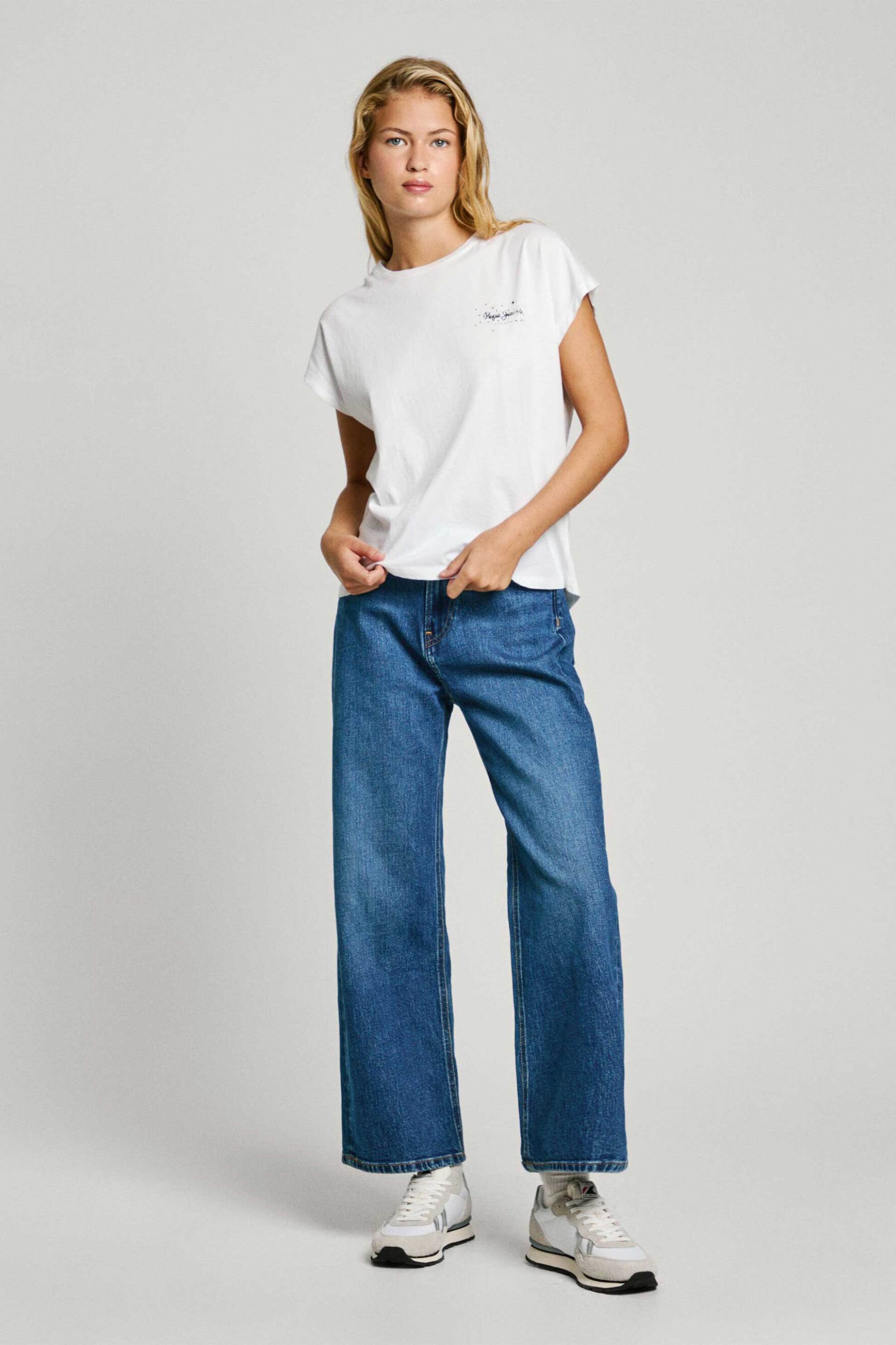 Pepe Jeans Pepe Jeans γυναικείο T-shirt μονόχρωμο boxy fit με logo print - PL505998 Λευκό 2025
