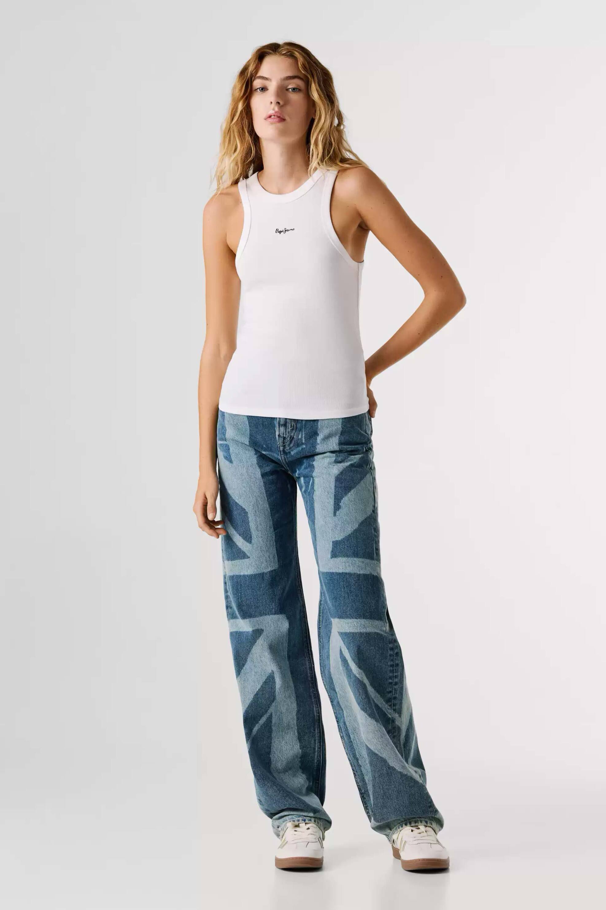 PEPE JEANS Pepe Jeans γυναικείo αμάνικο τοπ ribbed - PL506035 Λευκό - 3