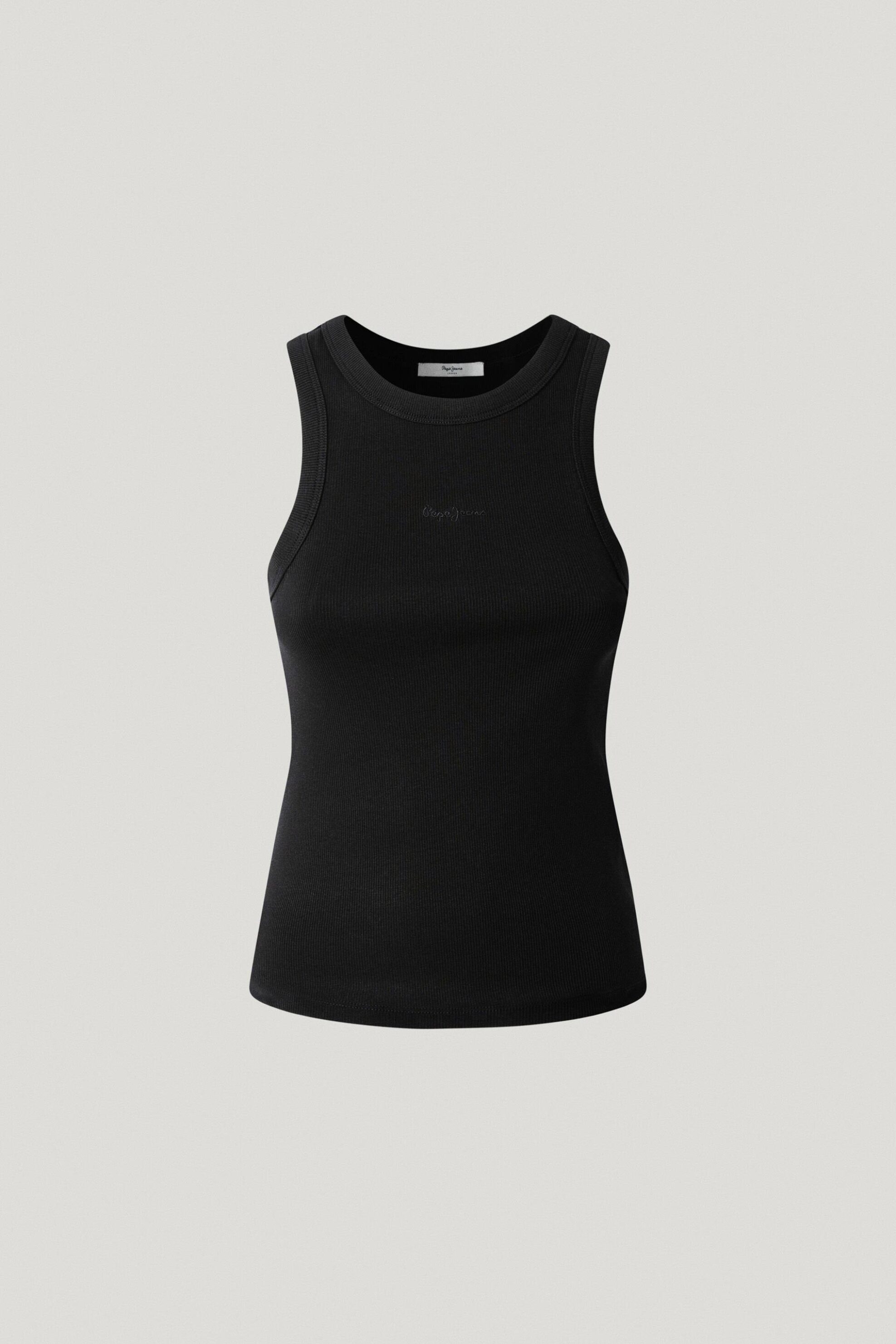 Pepe Jeans Γυναικείo Αμάνικο Τοπ Ribbed - Pl506035 Μαύρο
