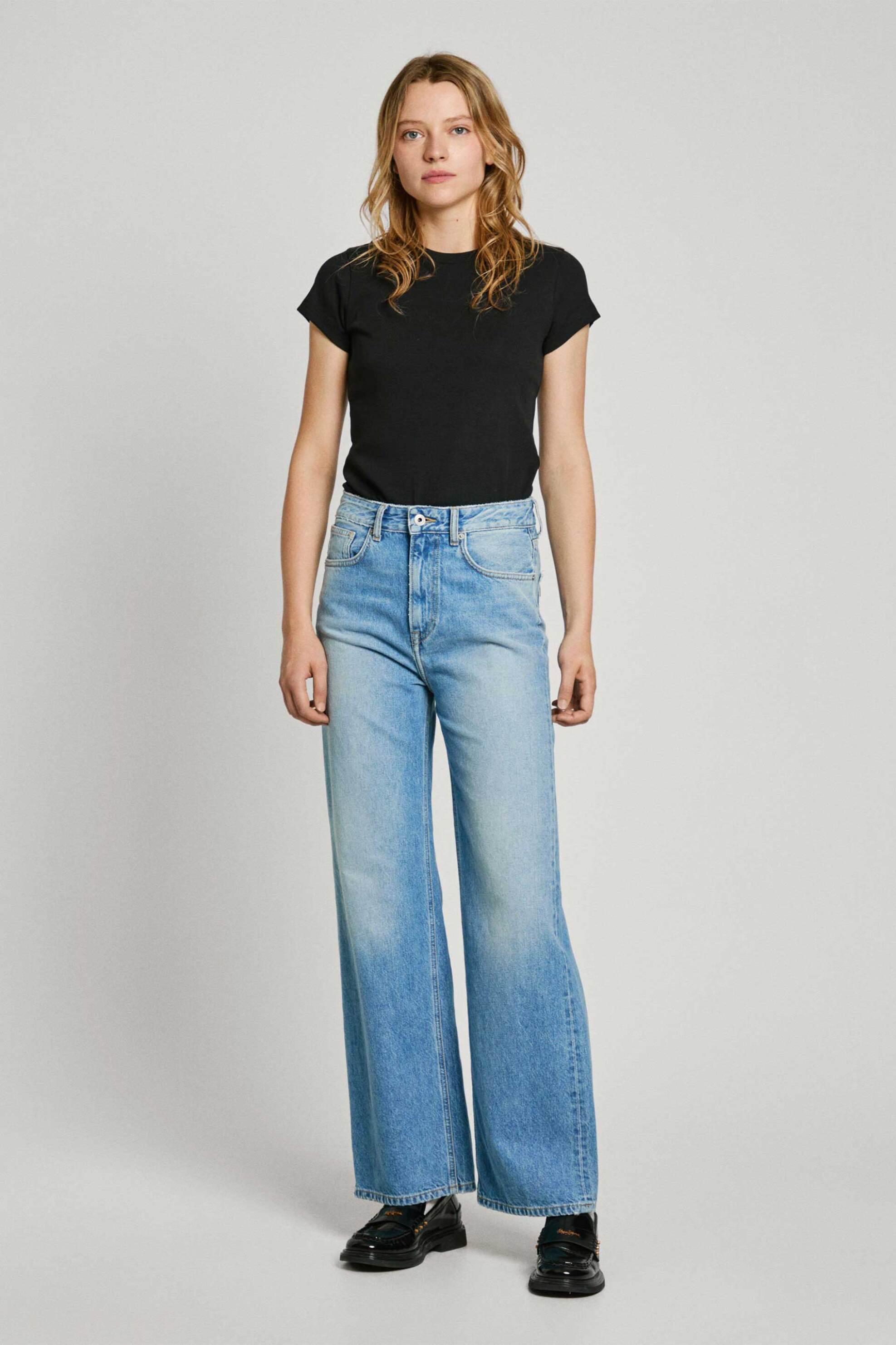 Pepe Jeans Pepe Jeans γυναικείο T-shirt μονόχρωμο ribbed με logo print - PL506037 Μαύρο 2025