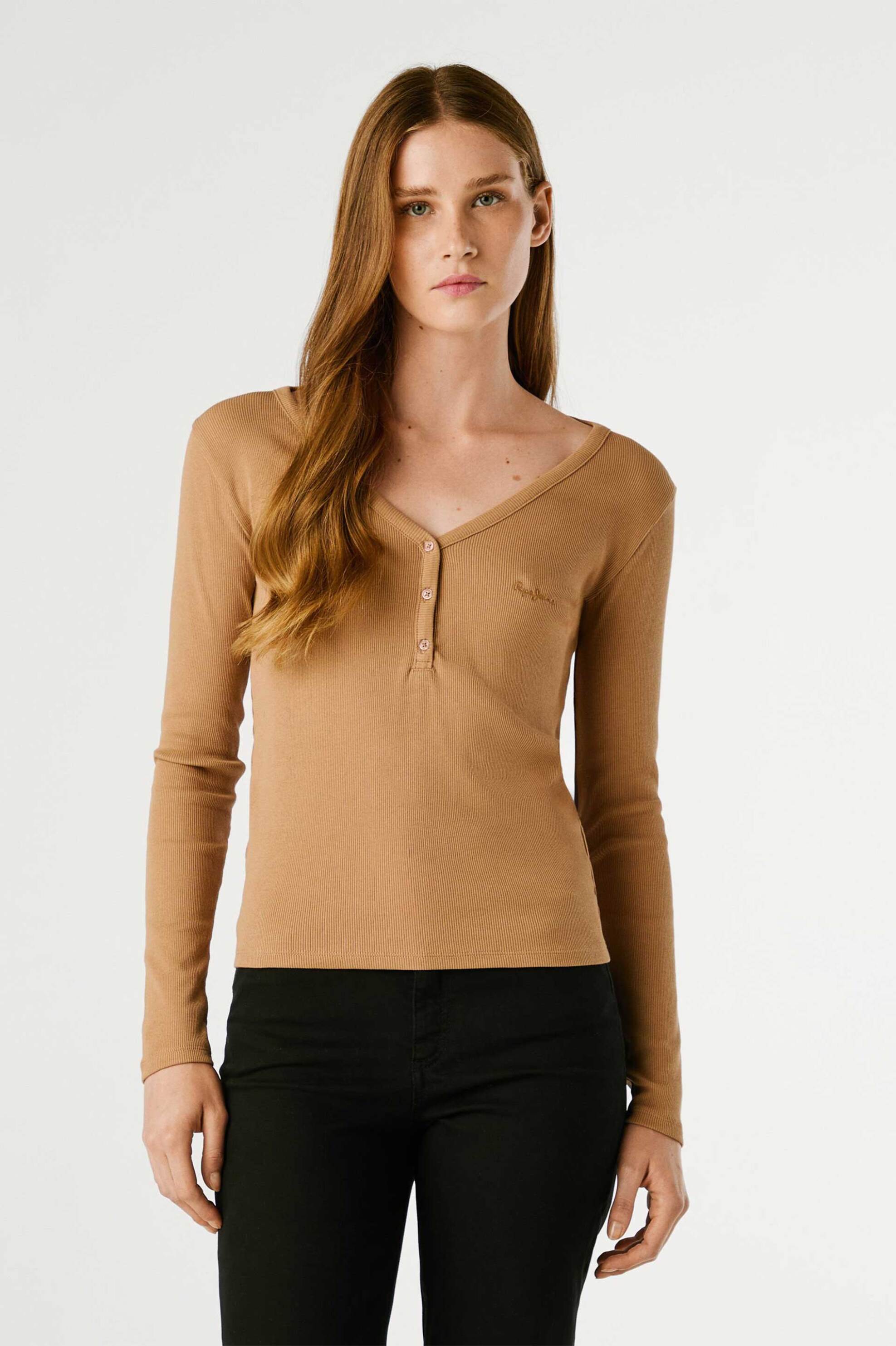 Pepe Jeans γυναικεία μπλούζα ribbed με logo "Brett"