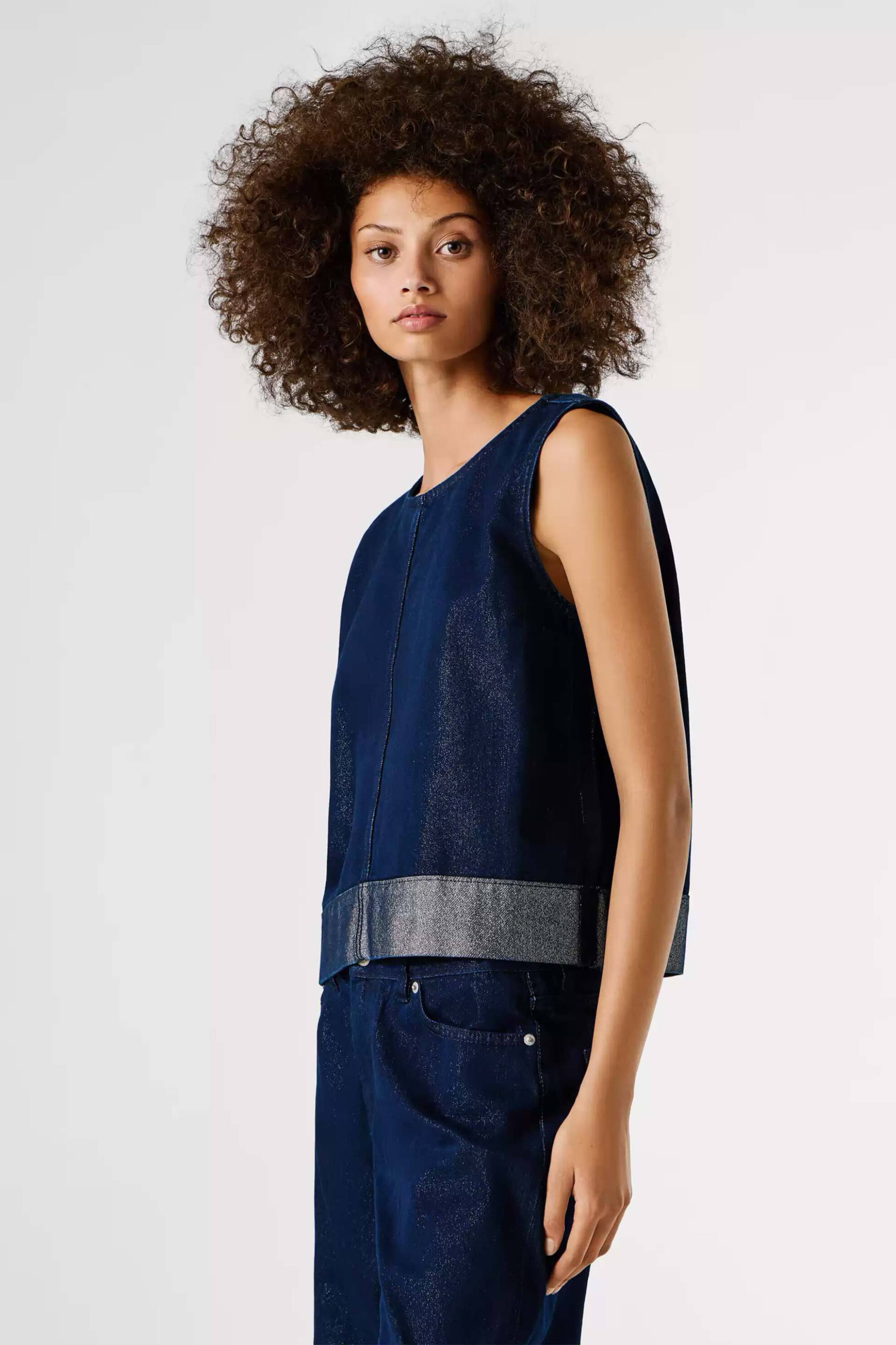 PEPE JEANS Pepe Jeans γυναικείo denim τοπ αμάνικο Boxy Fit "Bowie" - PL3051330 Denim Blue Σκούρο - 2