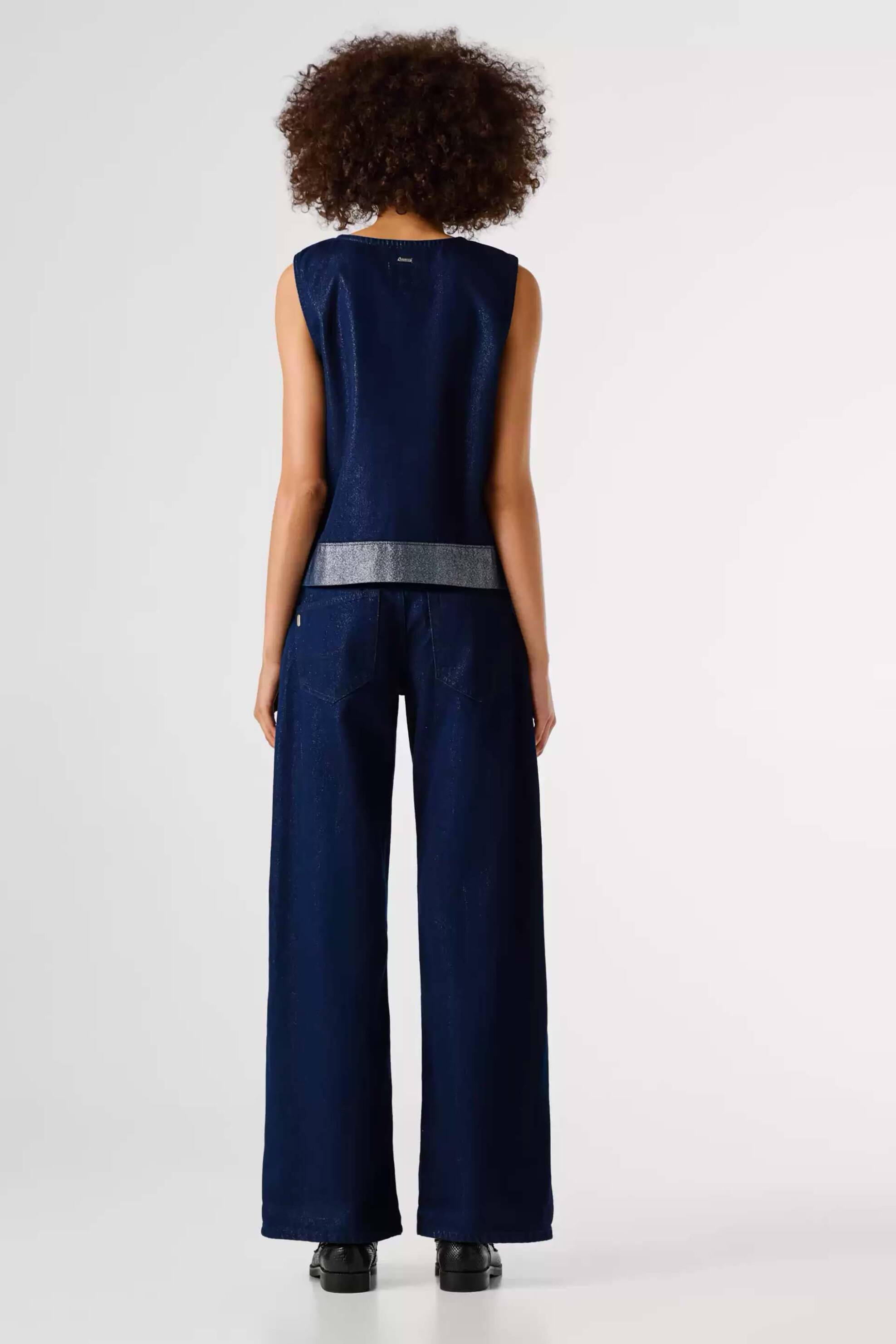 Pepe Jeans Γυναικείo Denim Τοπ Αμάνικο Boxy Fit Bowie - Pl3051330 Blue Σκούρο