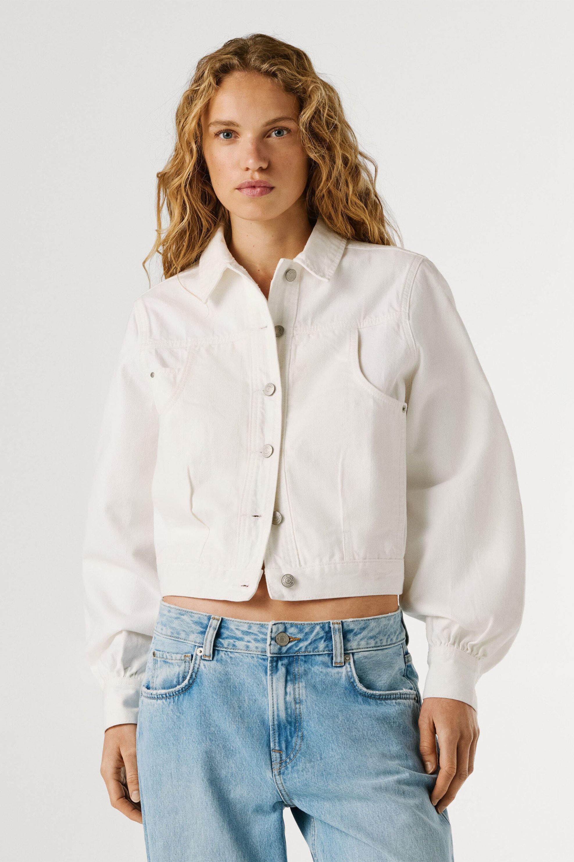 Pepe Jeans γυναικείο denim jacket Slim Fit "Madeline" - PL40244620S1 Λευκό