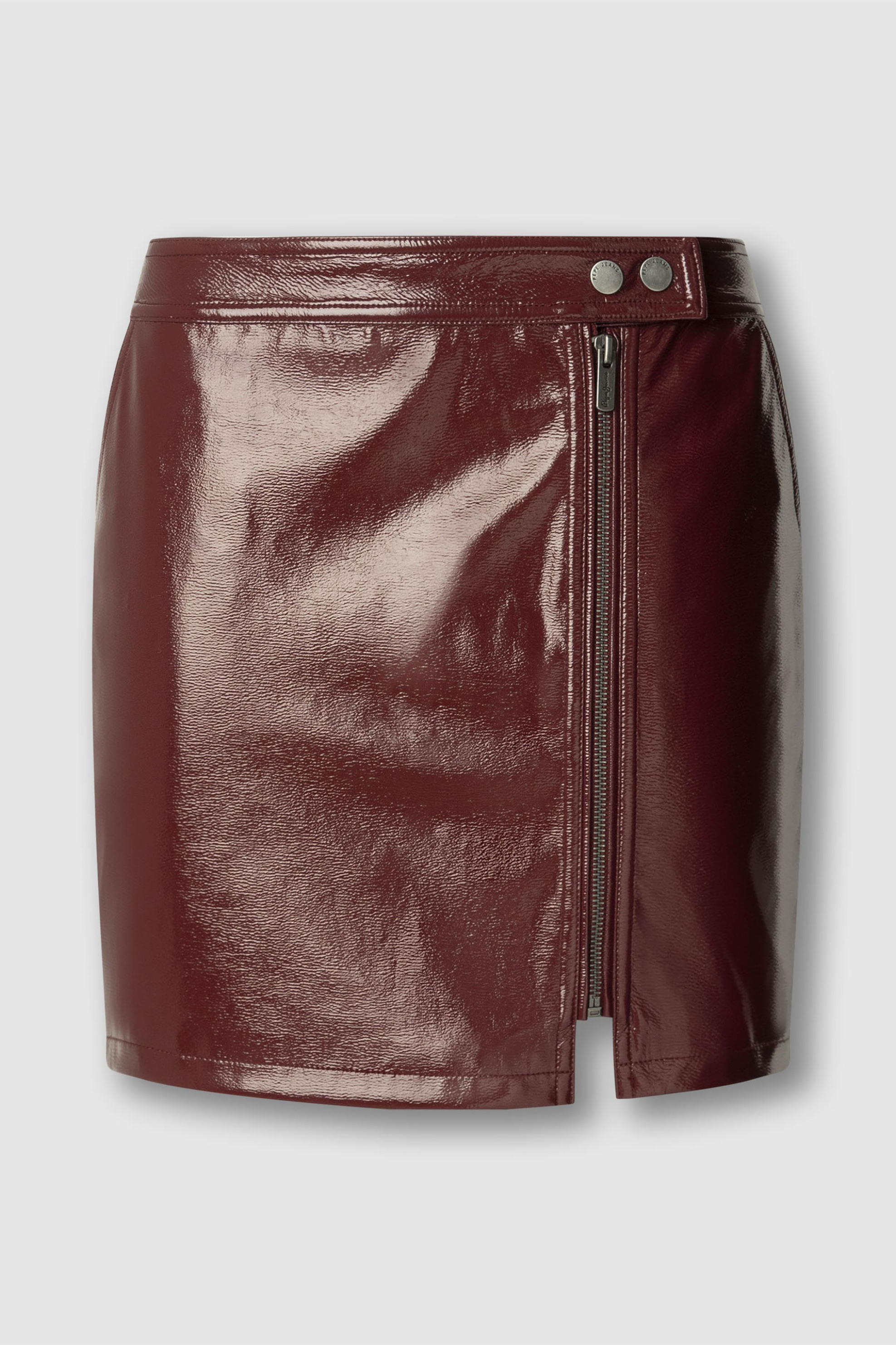 Pepe Jeans Γυναικεία Mini Φούστα με Γυαλιστερή Όψη Ruby - Pl9011898 Μπορντό