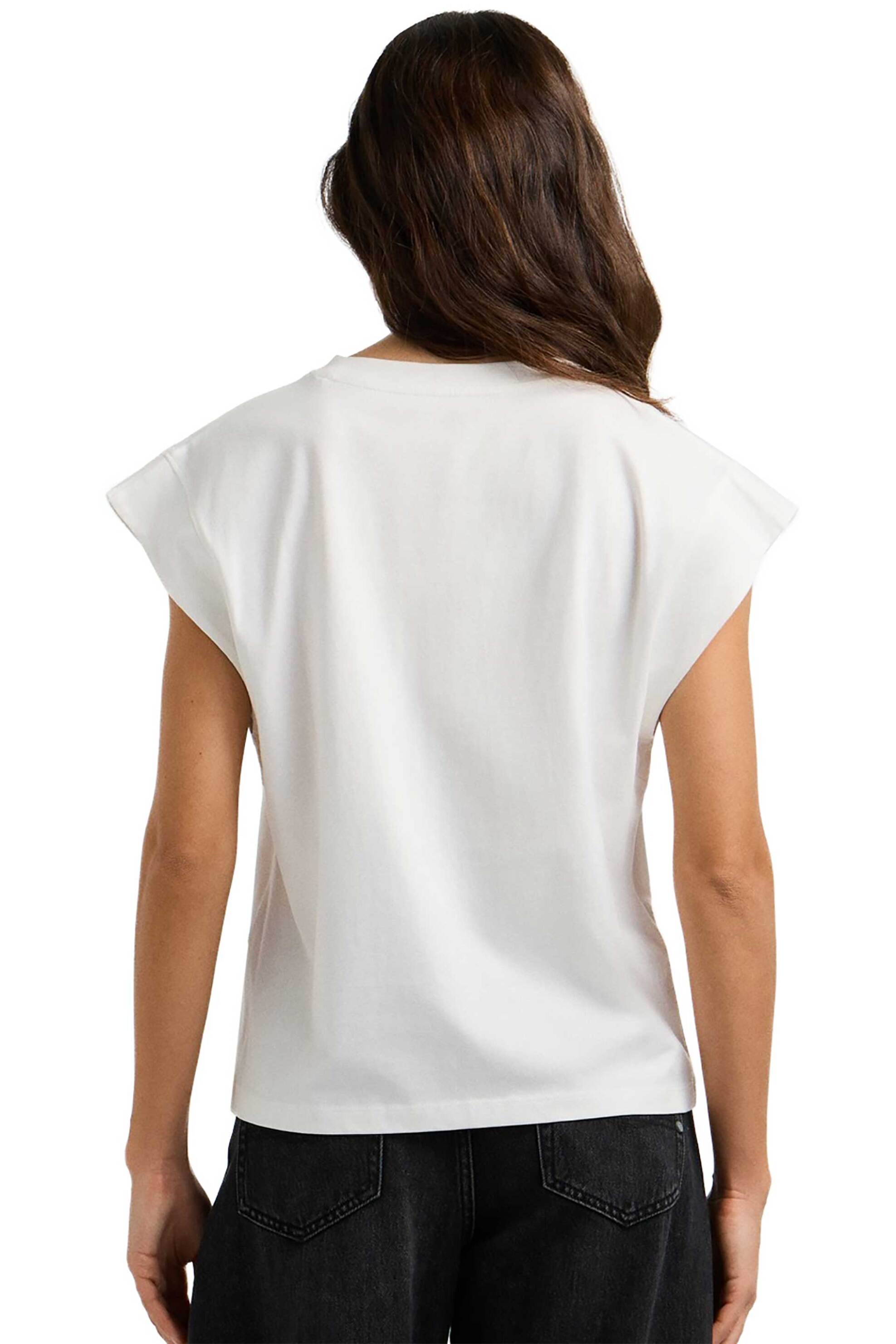 Pepe Jeans Γυναικεία Μπλούζα με Λογότυπο από Στρας Carina - Pl5000232 Υπόλευκο