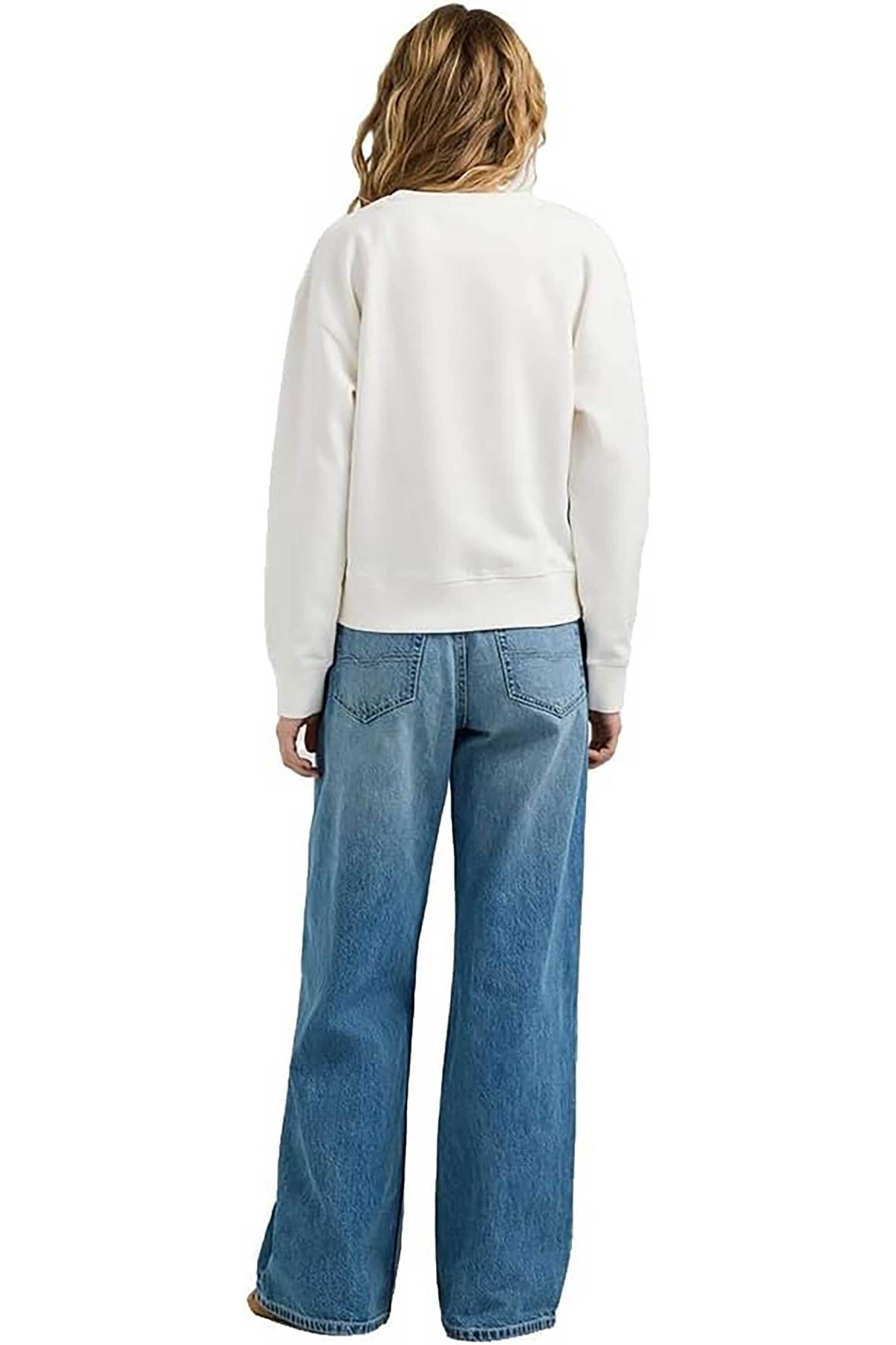 Pepe Jeans Γυναικεία Μπλούζα Φούτερ με Graphic Logo Regular Fit Celeste - Pl5800099 Εκρού