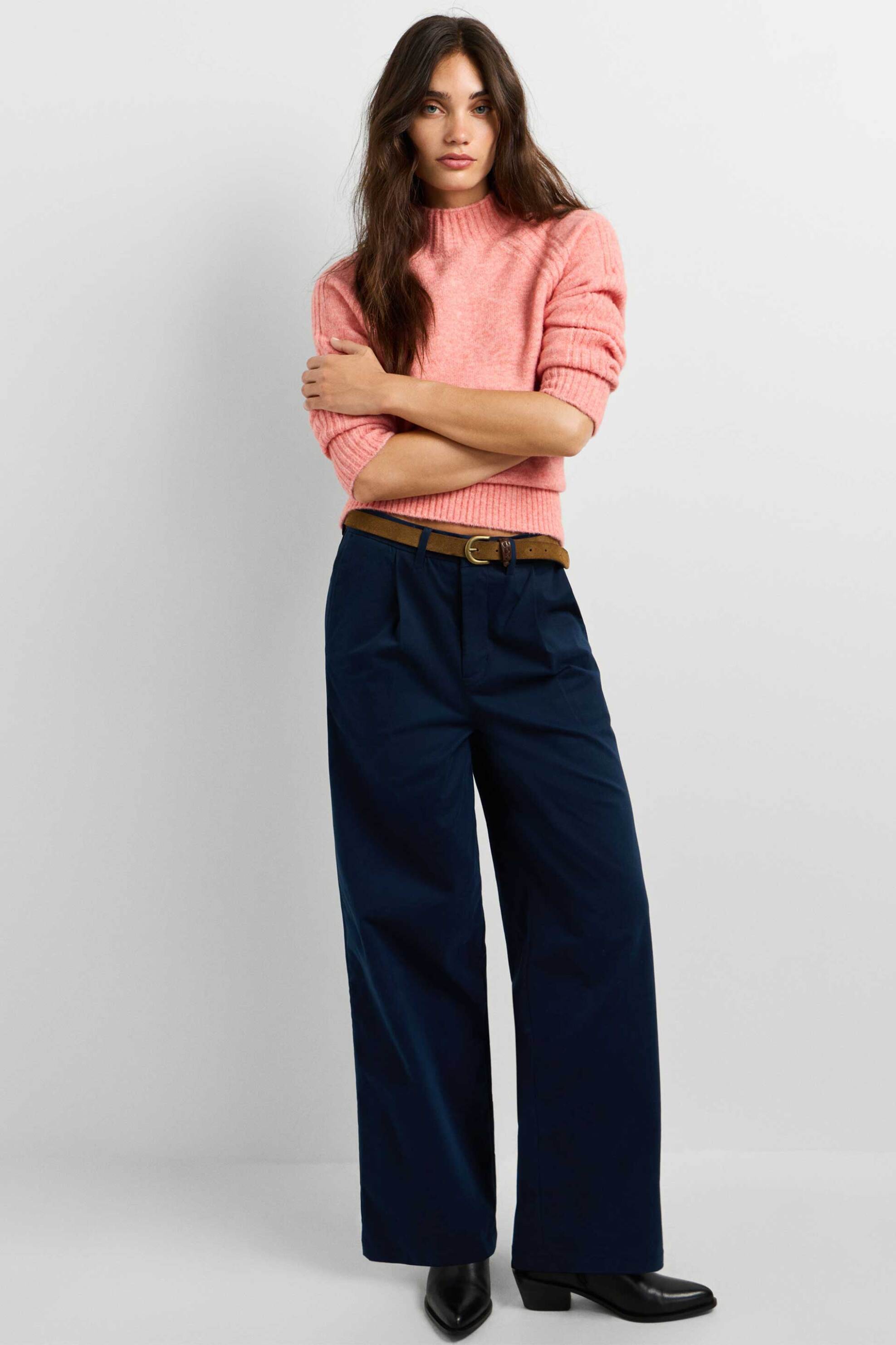 Pepe Jeans γυναικείο παντελόνι με σούρες Straight Fit "Lindsey" - PL2100128 Μπλε Σκούρο