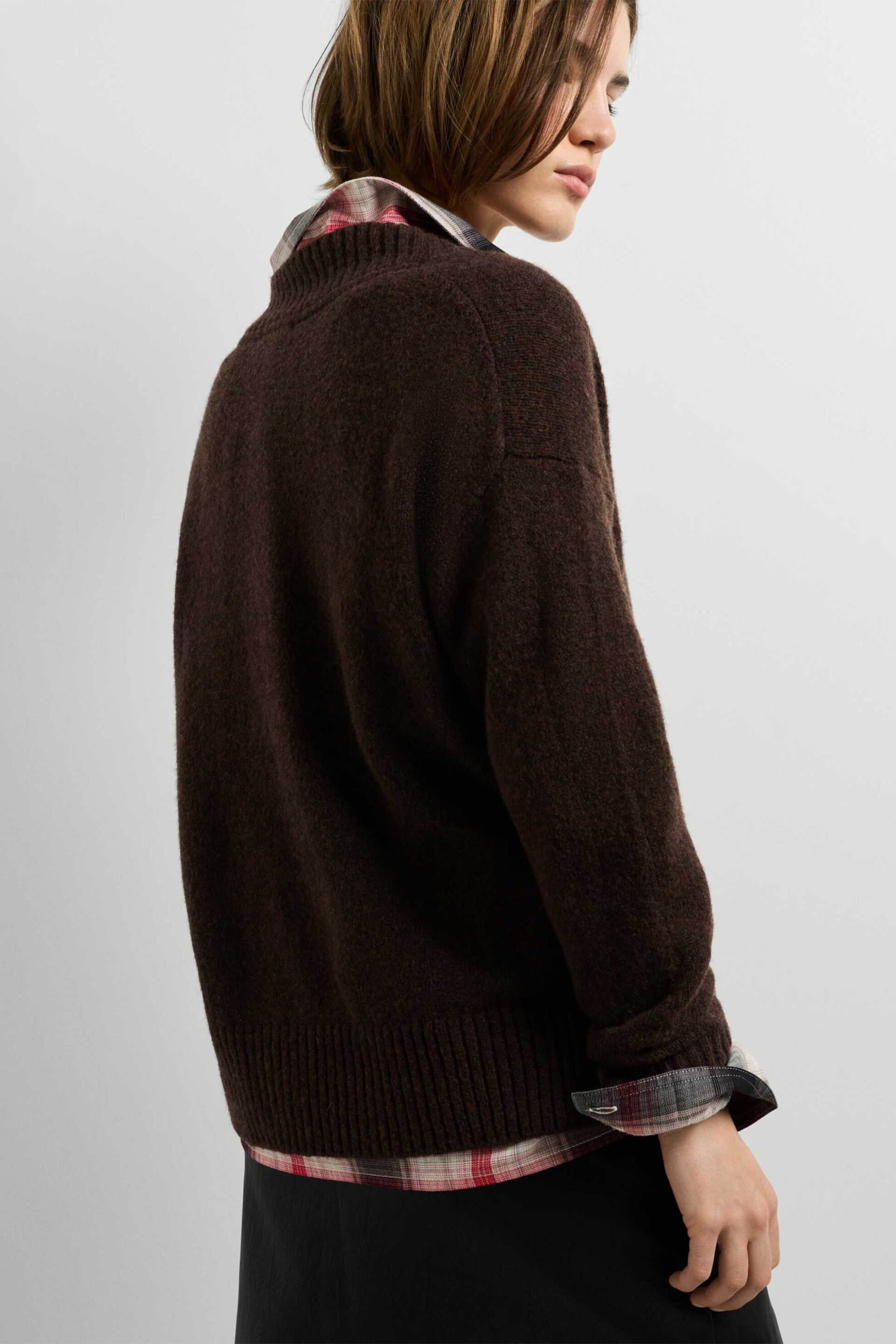 Pepe Jeans Γυναικείο Πουλόβερ με V Regular Fit Ashley - Pl7000218 Καφέ Σκούρο