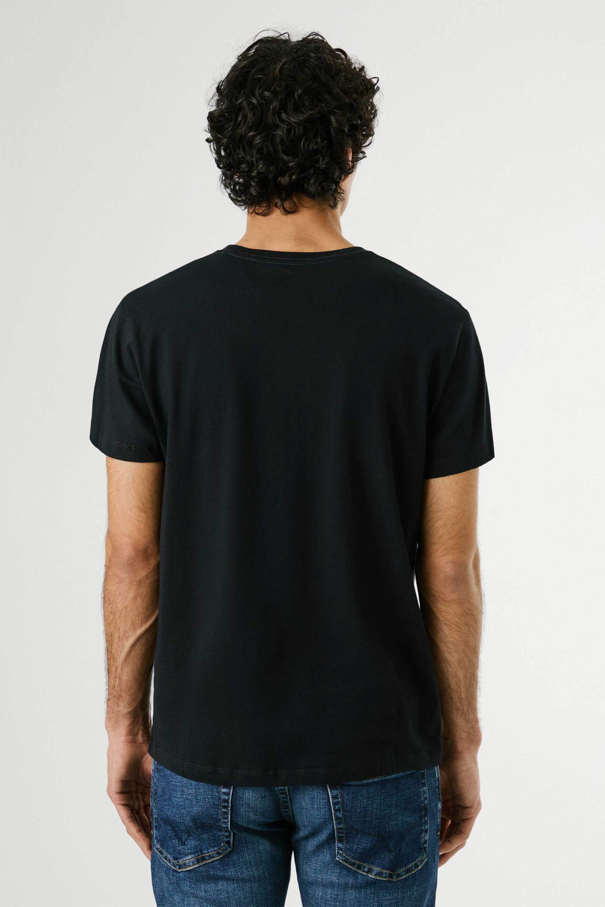 Pepe Jeans ανδρικό T-shirt μονόχρωμο με στρογγυλή λαιμόκοψη και logo print "Eggo" - PM508208 Μαύρο φωτογραφία