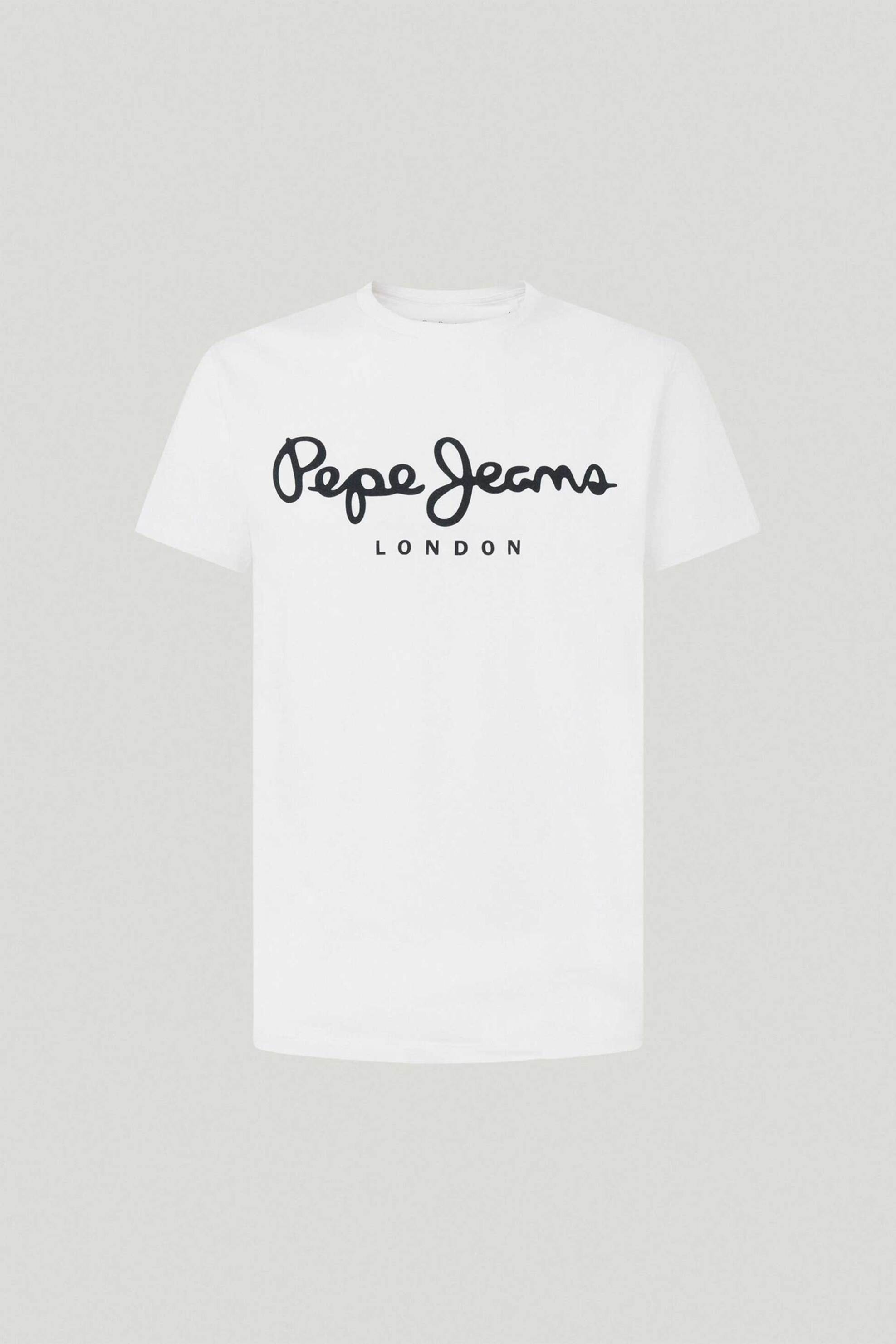 Pepe Jeans Ανδρικό T-Shirt Μονόχρωμο με Logo Print Nos - Pm508210 Λευκό