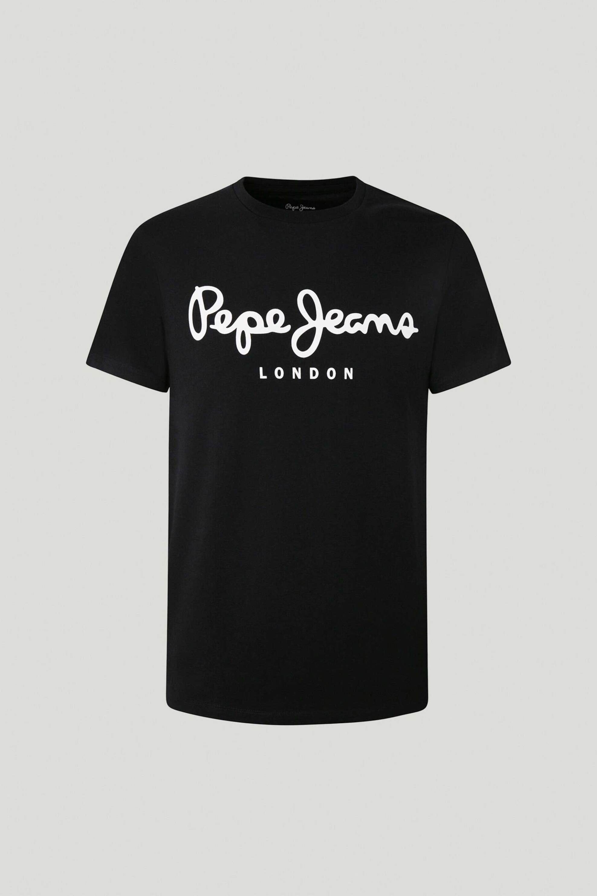 Pepe Jeans Ανδρικό T-Shirt Μονόχρωμο με Logo Print Nos - Pm508210 Μαύρο