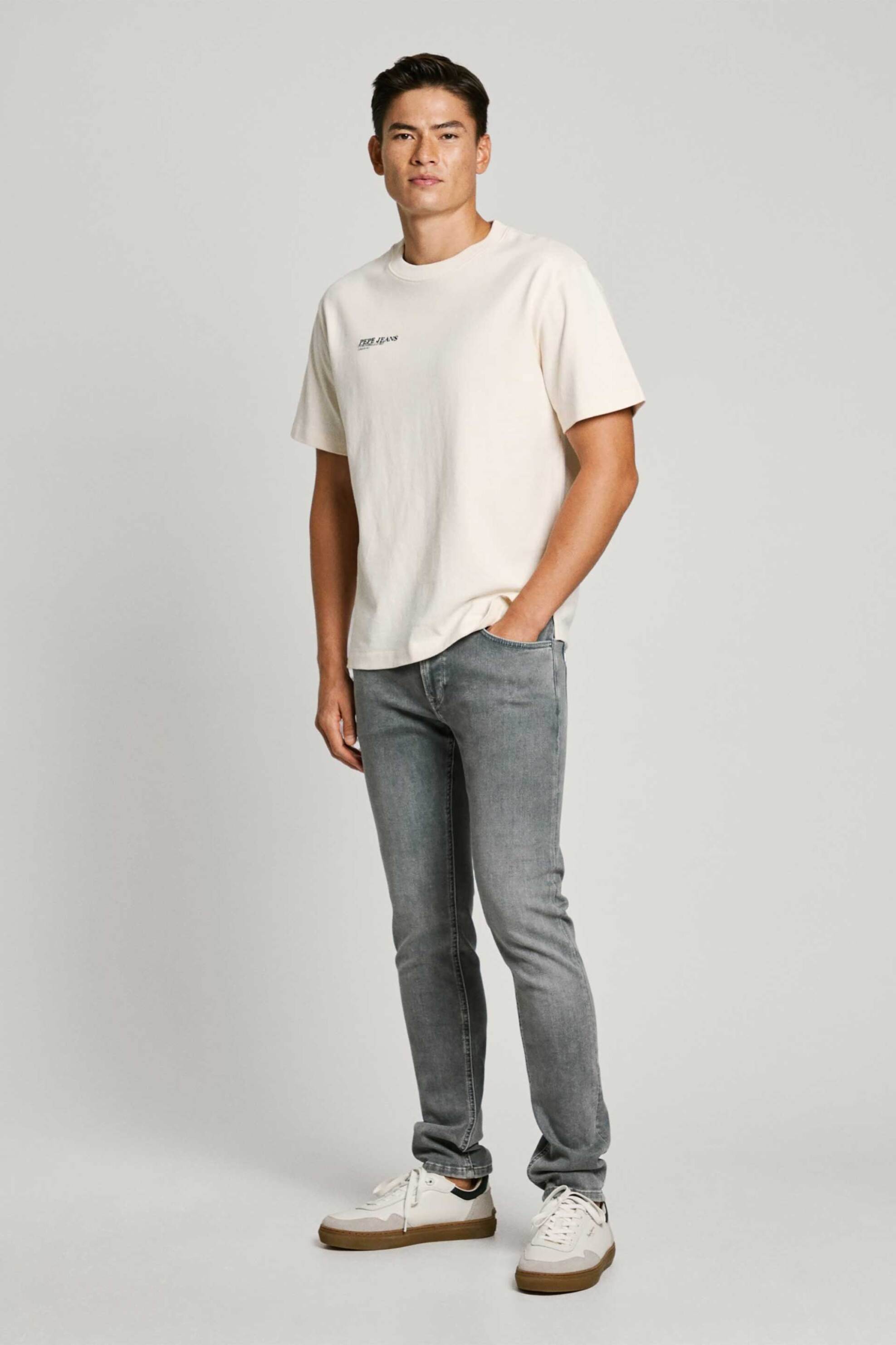 PEPE JEANS Pepe Jeans ανδρικό τζιν παντελόνι πεντάτσεπο Regular Tapered Fit "Stanley" (L32) - PM207390UM82 Γκρι