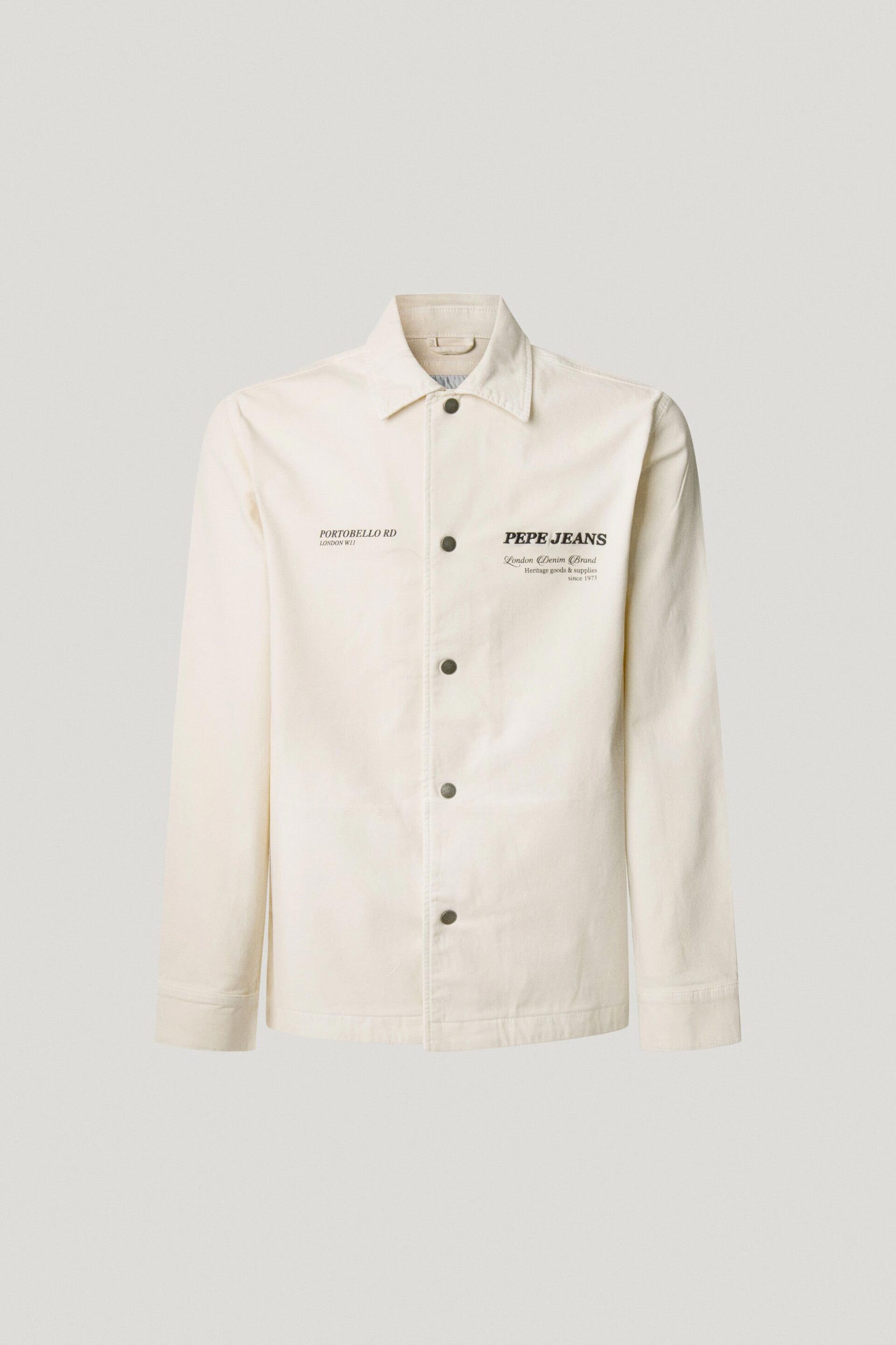 Pepe Jeans Ανδρικό Overshirt με Logo Print Regular Fit - Pm308811 Εκρού