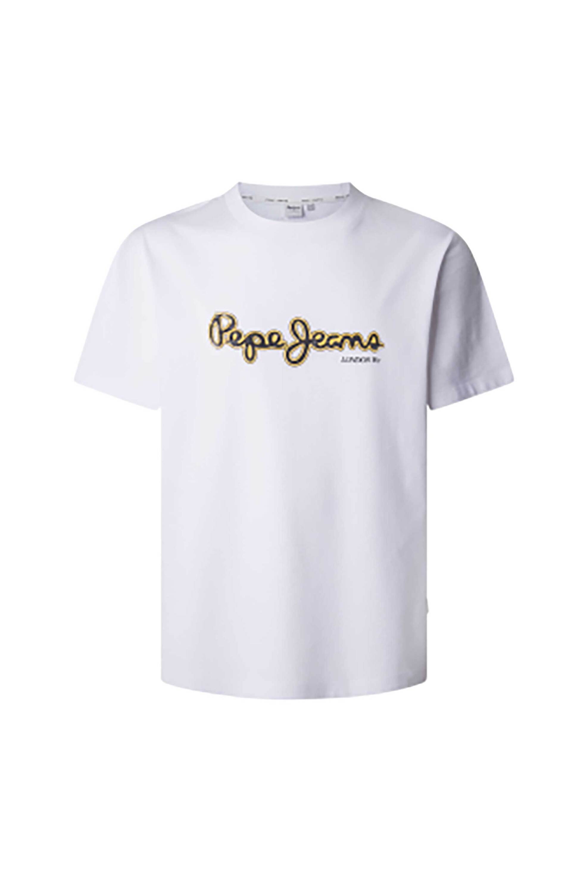 Pepe Jeans ανδρικό T-shirt με logo print Regular Fit "Dorian" - PM509721 Λευκό