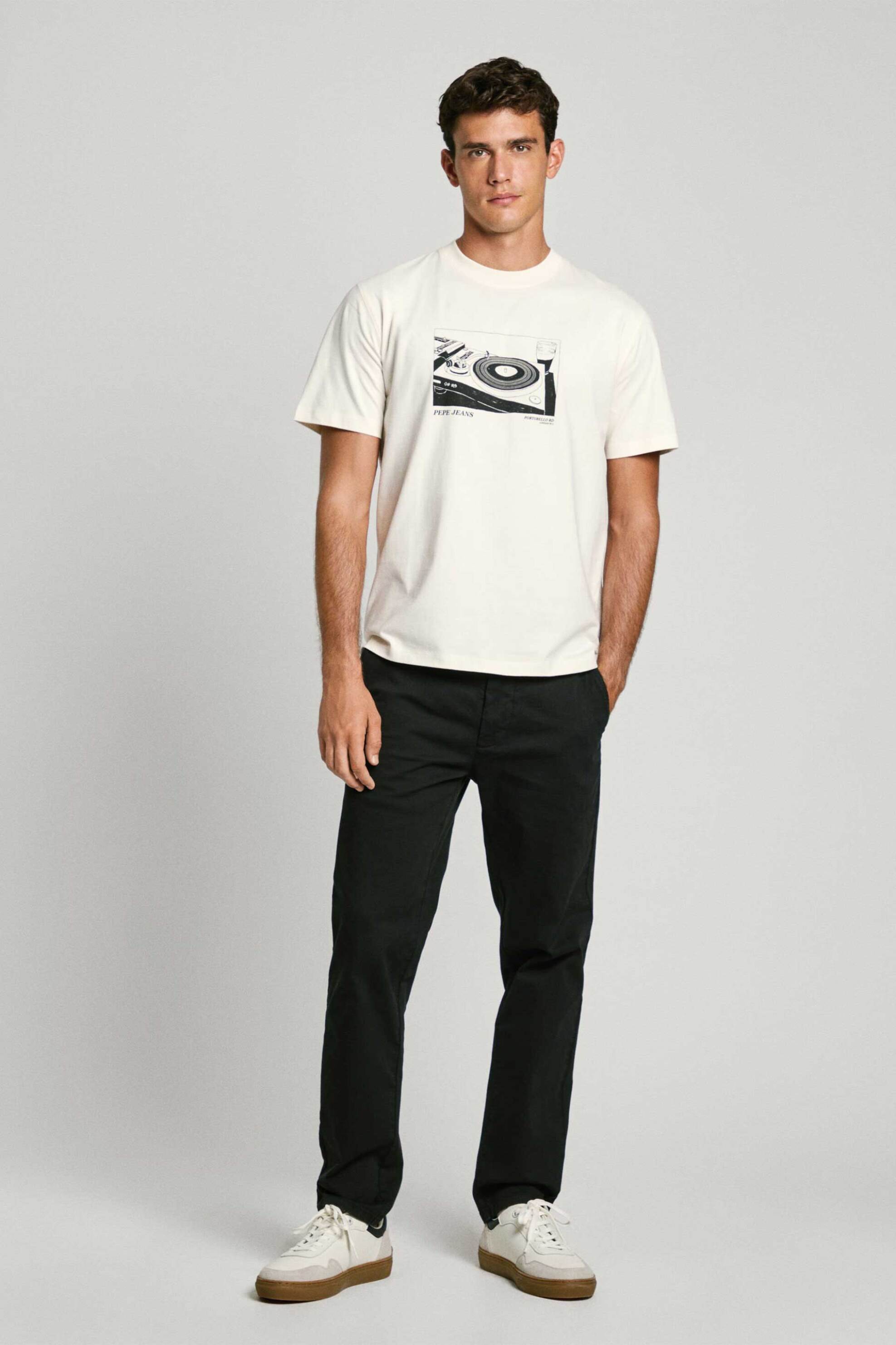 Pepe Jeans ανδρικό T-shirt με print Regular Fit - PM509731 Εκρού