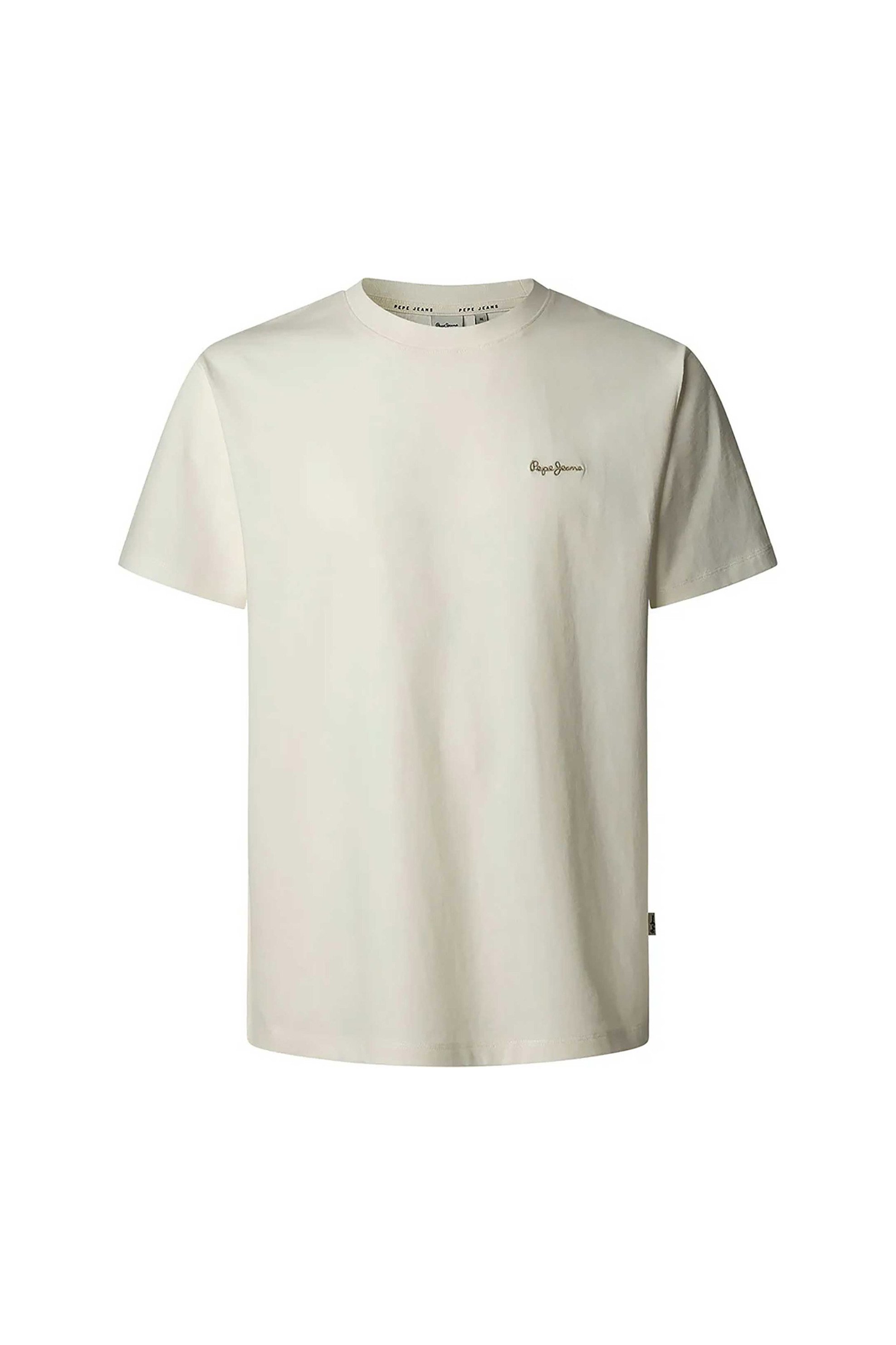 PEPE JEANS Pepe Jeans ανδρικό T-shirt με κεντημένο λογότυπο Regular Fit - PM509933 Υπόλευκο