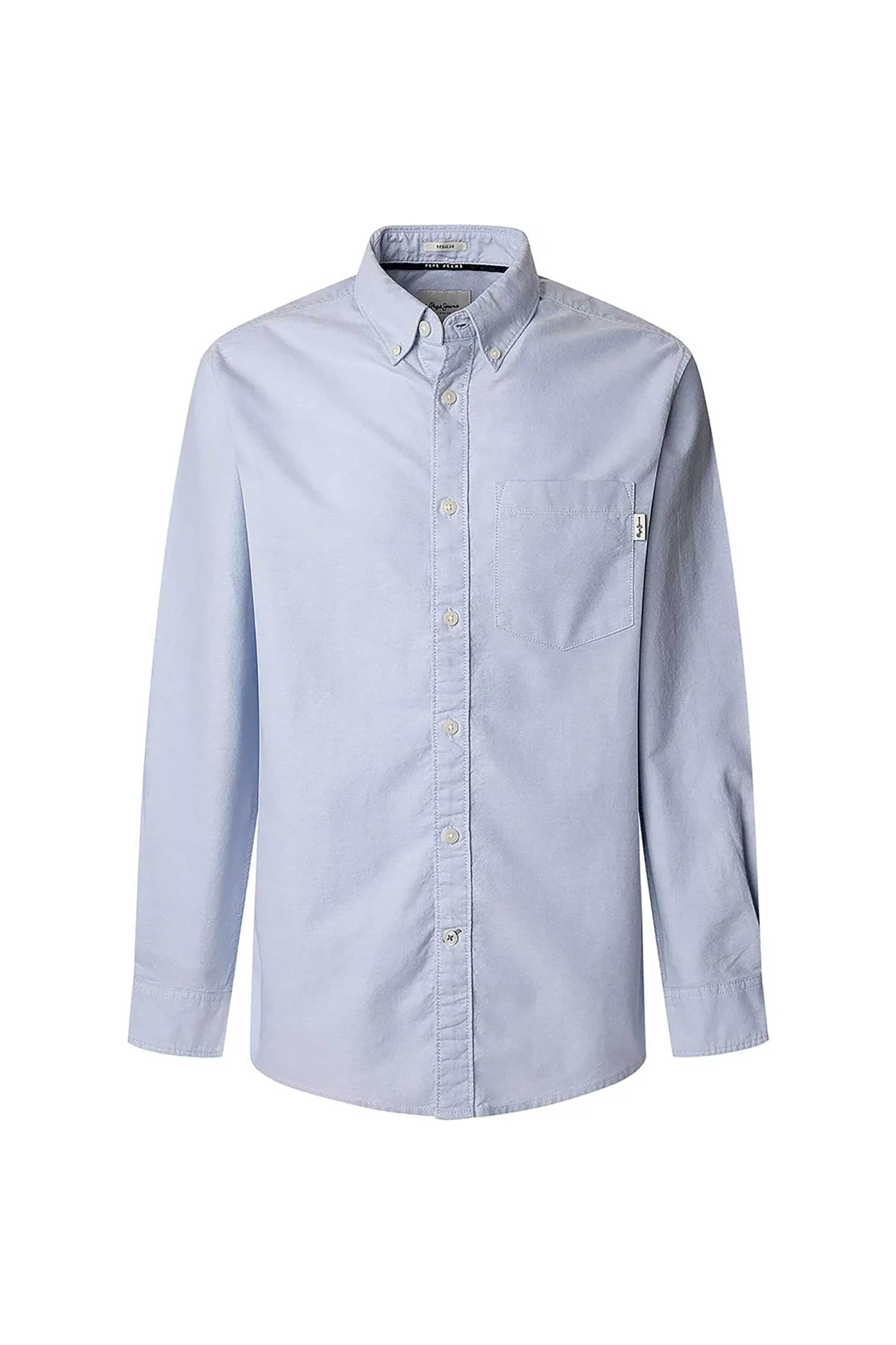 Pepe Jeans ανδρικό πουκάμισο button down με τσέπη Regular Fit "Andrew" - PM308843 Σιελ