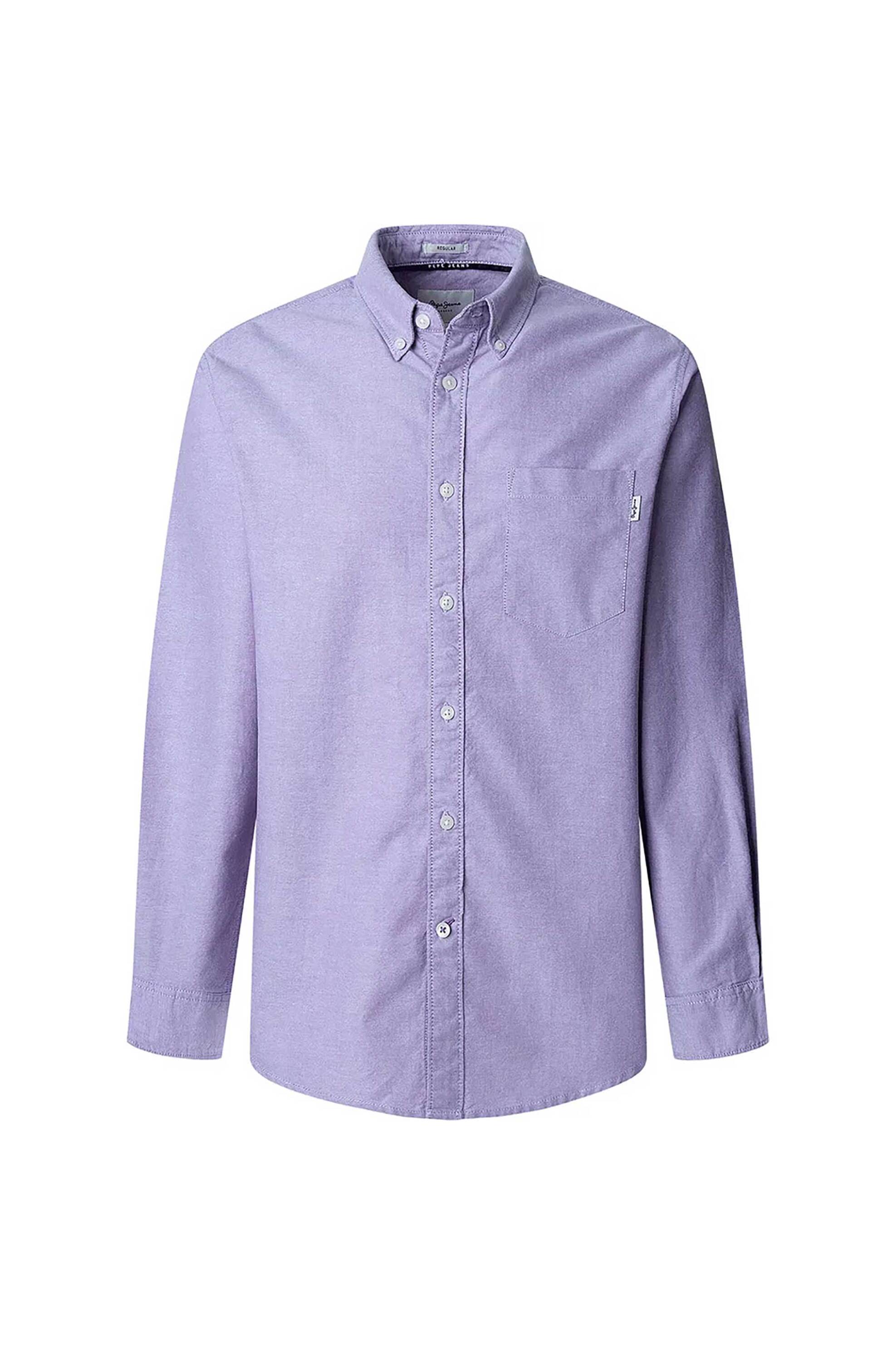 PEPE JEANS Pepe Jeans ανδρικό πουκάμισο button down με τσέπη Regular Fit "Andrew" - PM308843 Λιλά