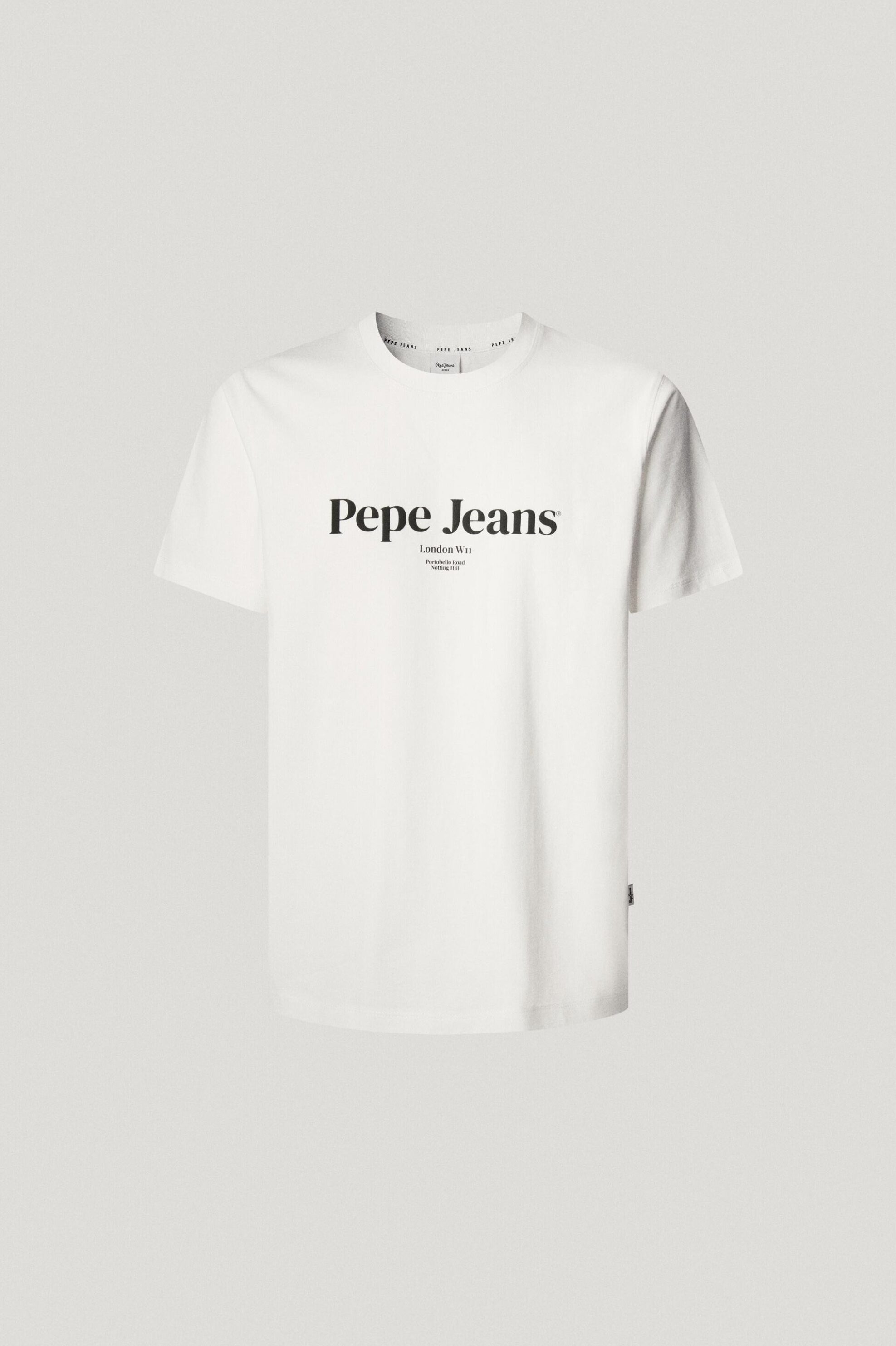 Pepe Jeans Ανδρικό T-Shirt Μονόχρωμο με Logo Print - Pm509783 Λευκό