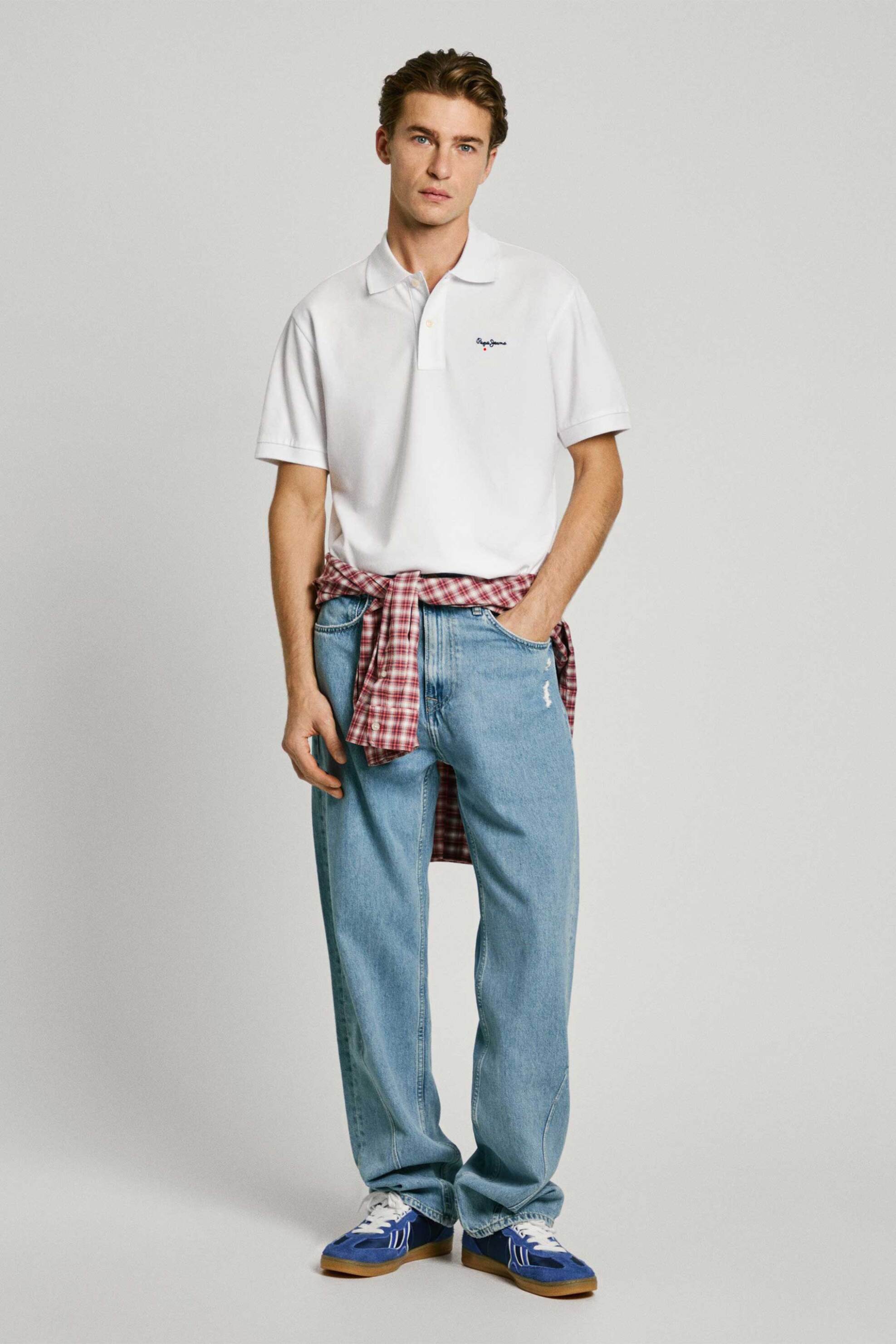 Pepe Jeans ανδρική μπλούζα πόλο με λογότυπο - PM542298 Λευκό