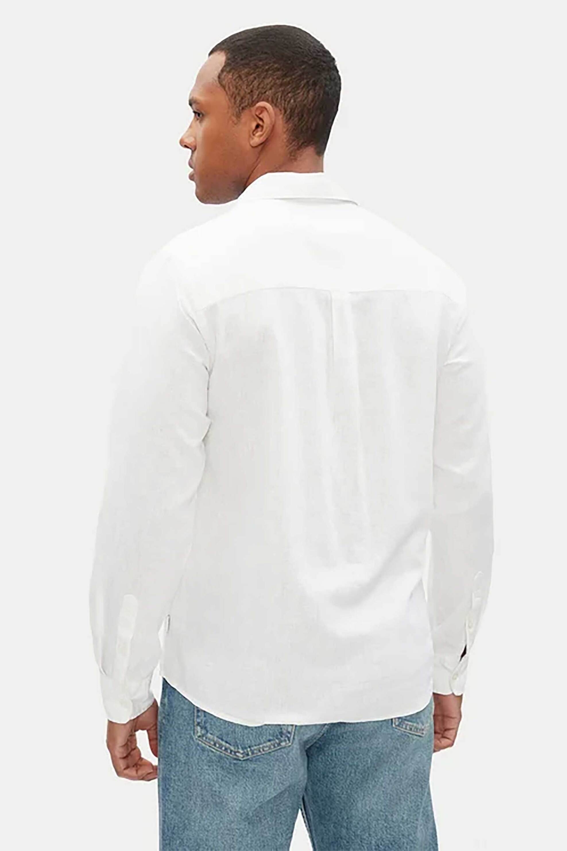 Pepe Jeans Ανδρικό Λινό Πουκάμισο Μονόχρωμο Regular Fit - Pm308844 Λευκό