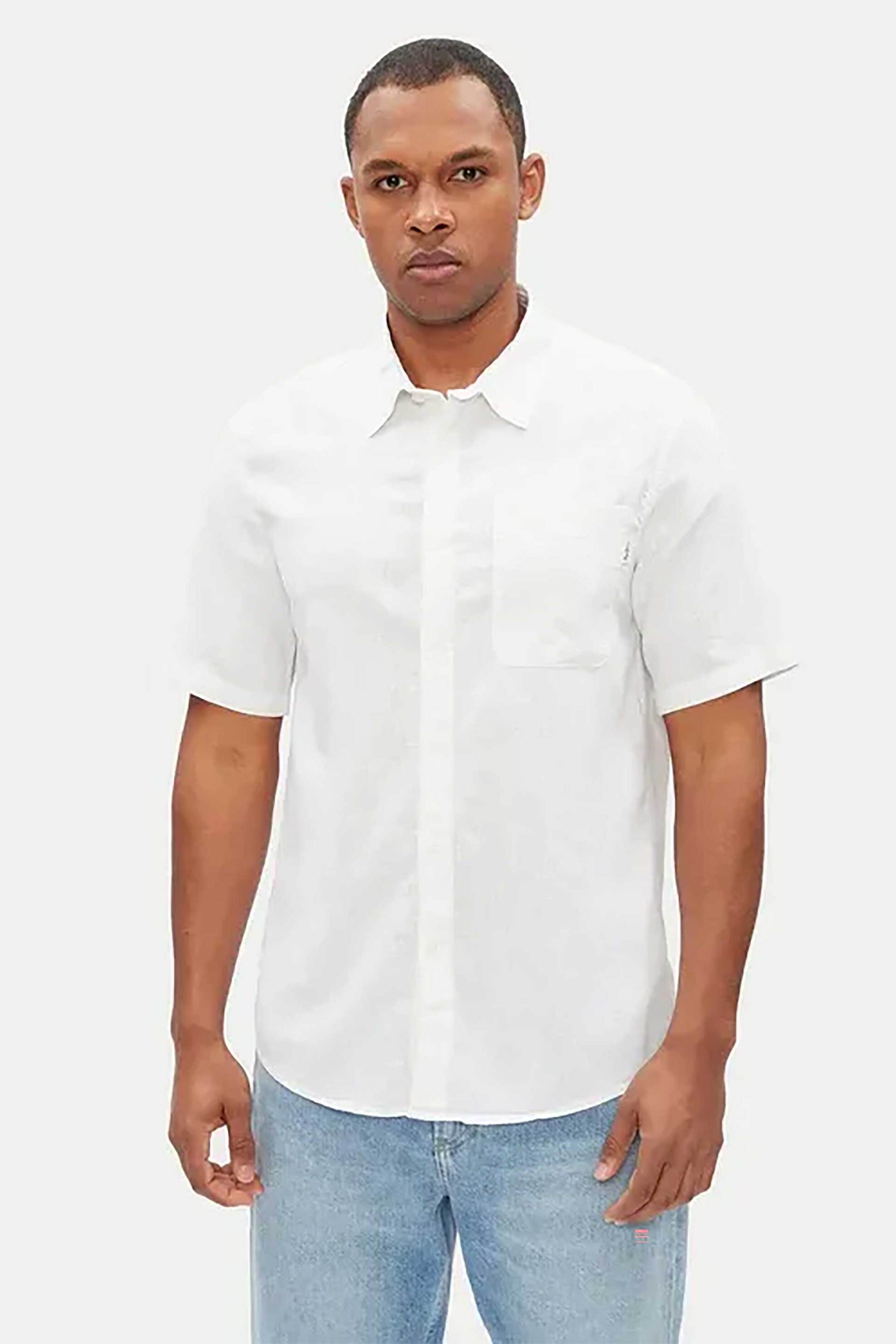 Pepe Jeans ανδρικό λινό πουκάμισο μονόχρωμο Regular Fit - PM308847 Λευκό