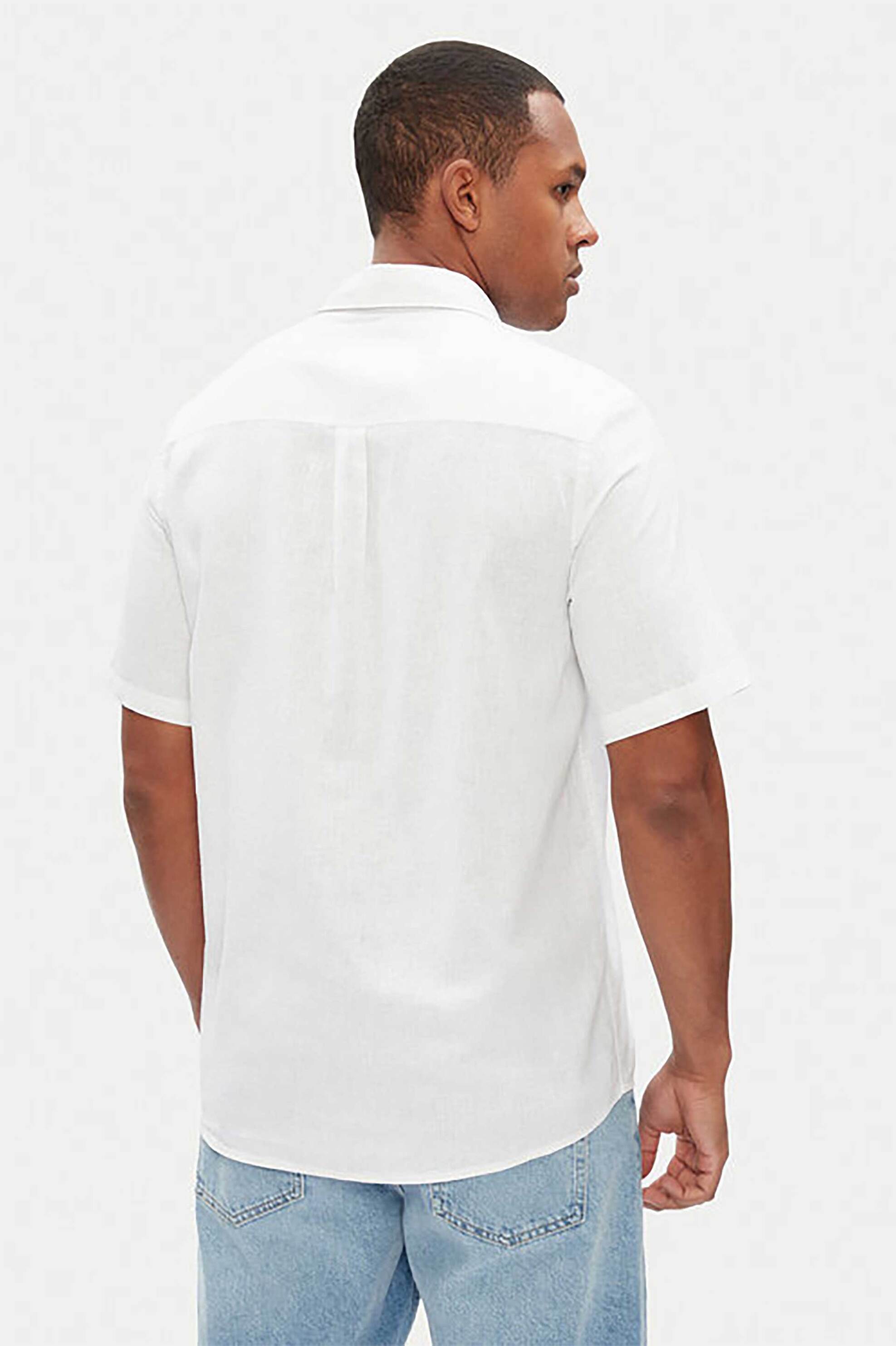 Pepe Jeans Ανδρικό Λινό Πουκάμισο Μονόχρωμο Regular Fit - Pm308847 Λευκό