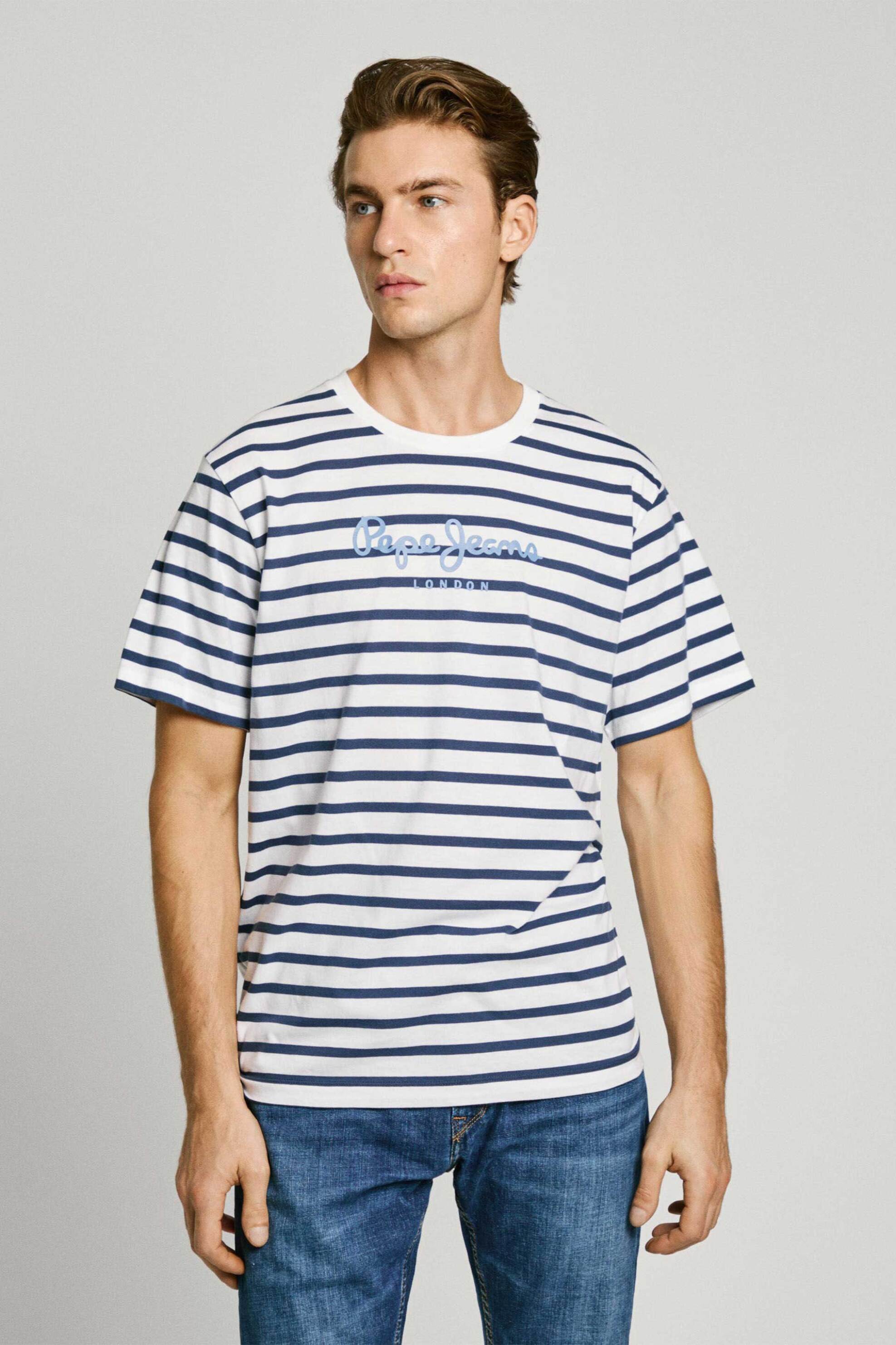 Pepe Jeans ανδρικό T-shirt ριγέ σχέδιο Regular Fit - PM509407 Λευκό