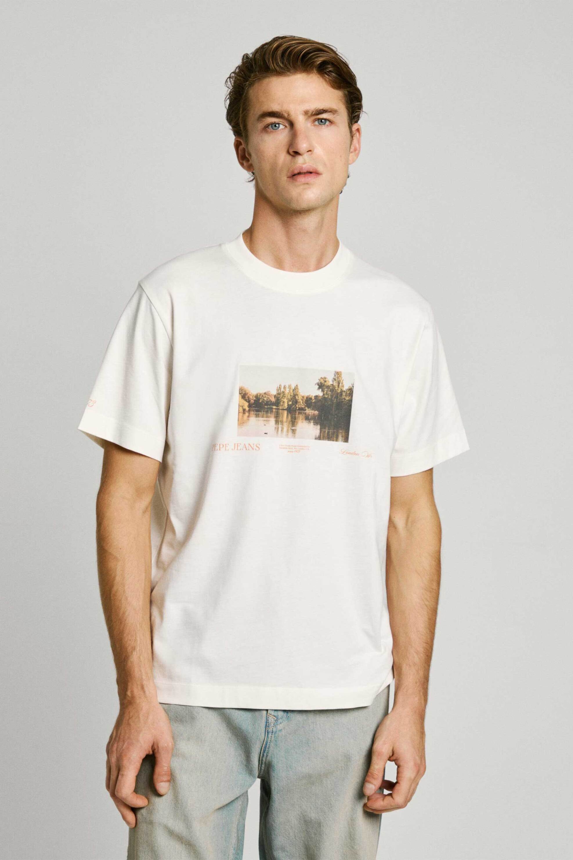 Pepe Jeans ανδρικό T-shirt graphic print Regular Fit - PM509775 Υπόλευκο