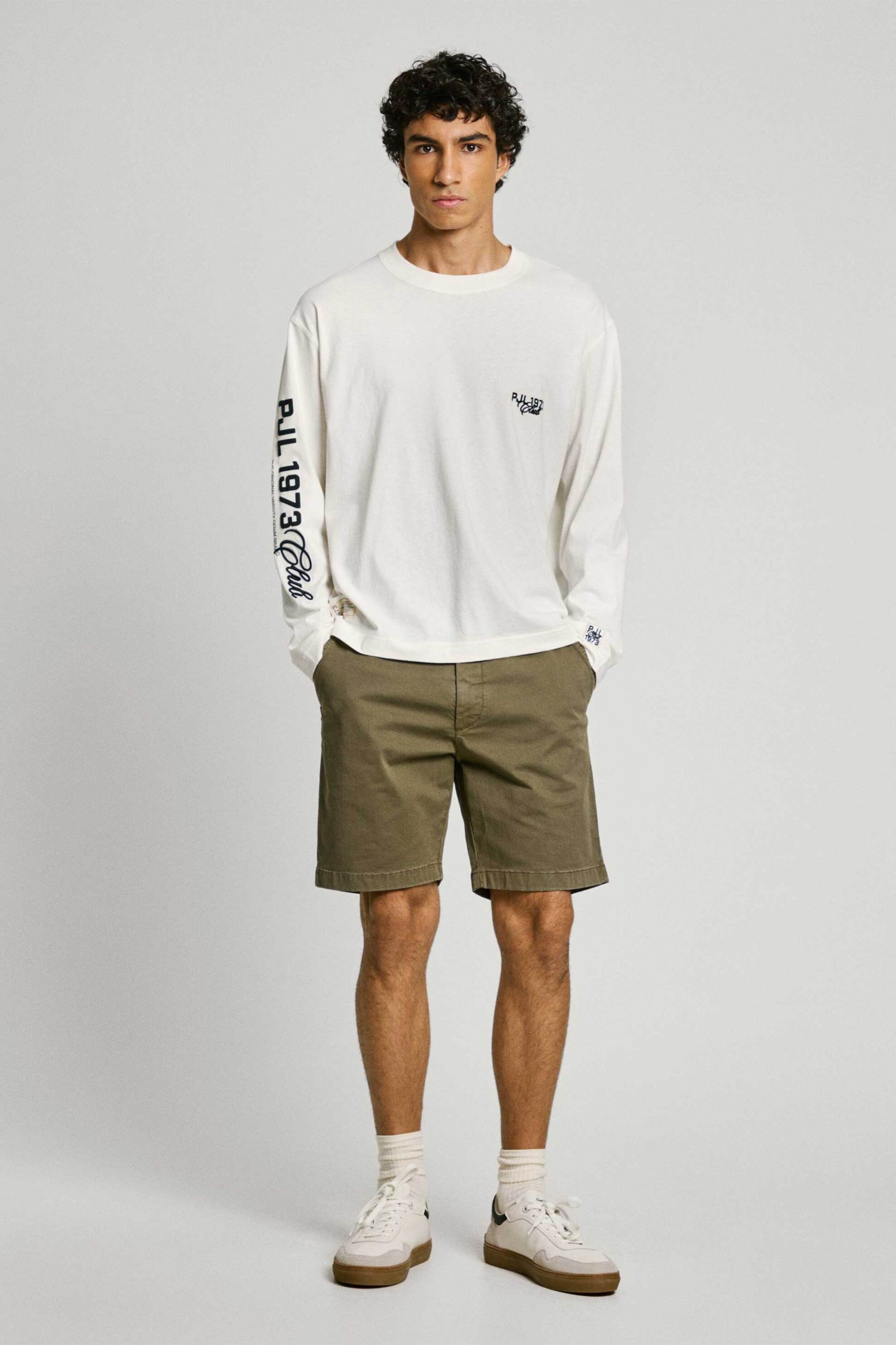 Pepe Jeans ανδρική βερμούδα chino Regular Fit - PM801181 Λαδί