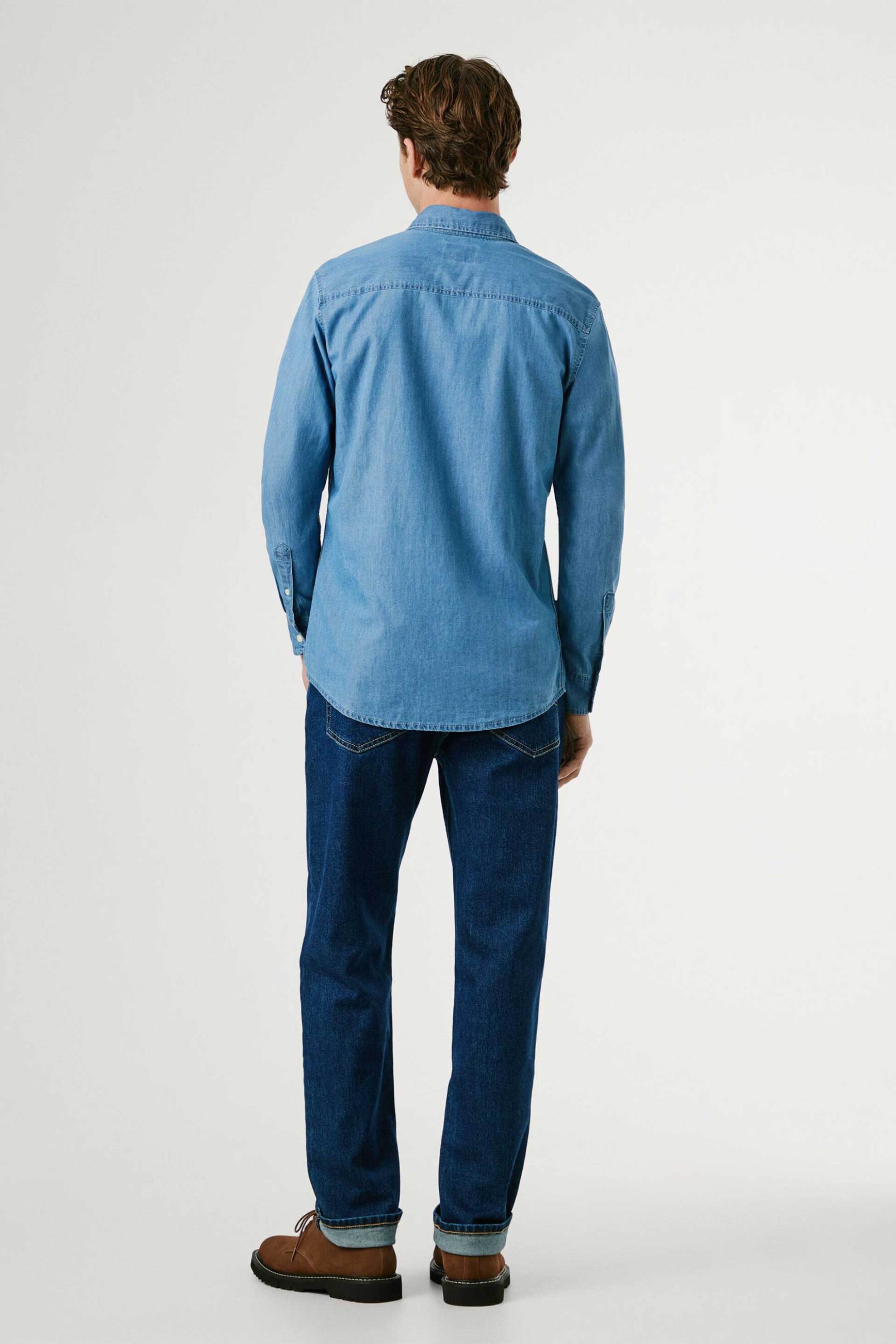 Pepe Jeans ανδρικό denim πουκάμισο Slim Fit "Essentials" - PM3090014C0 Denim Blue φωτογραφία