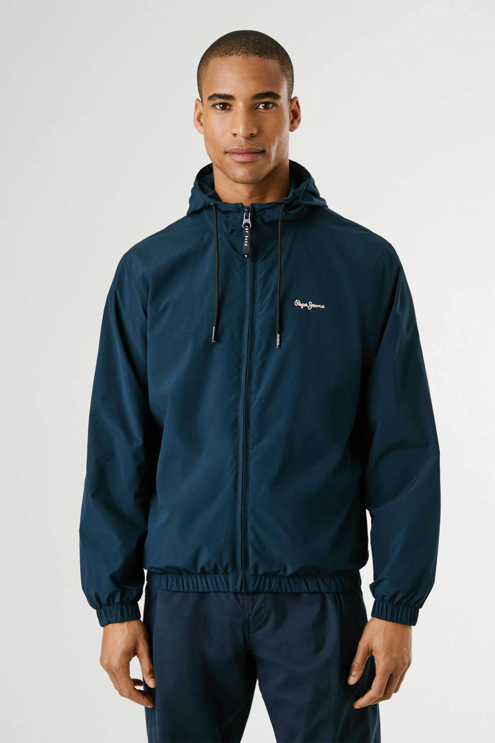 Pepe Jeans ανδρικό μπουφάν αντιανεμικό με κουκούλα - PM403166 Μπλε Σκούρο