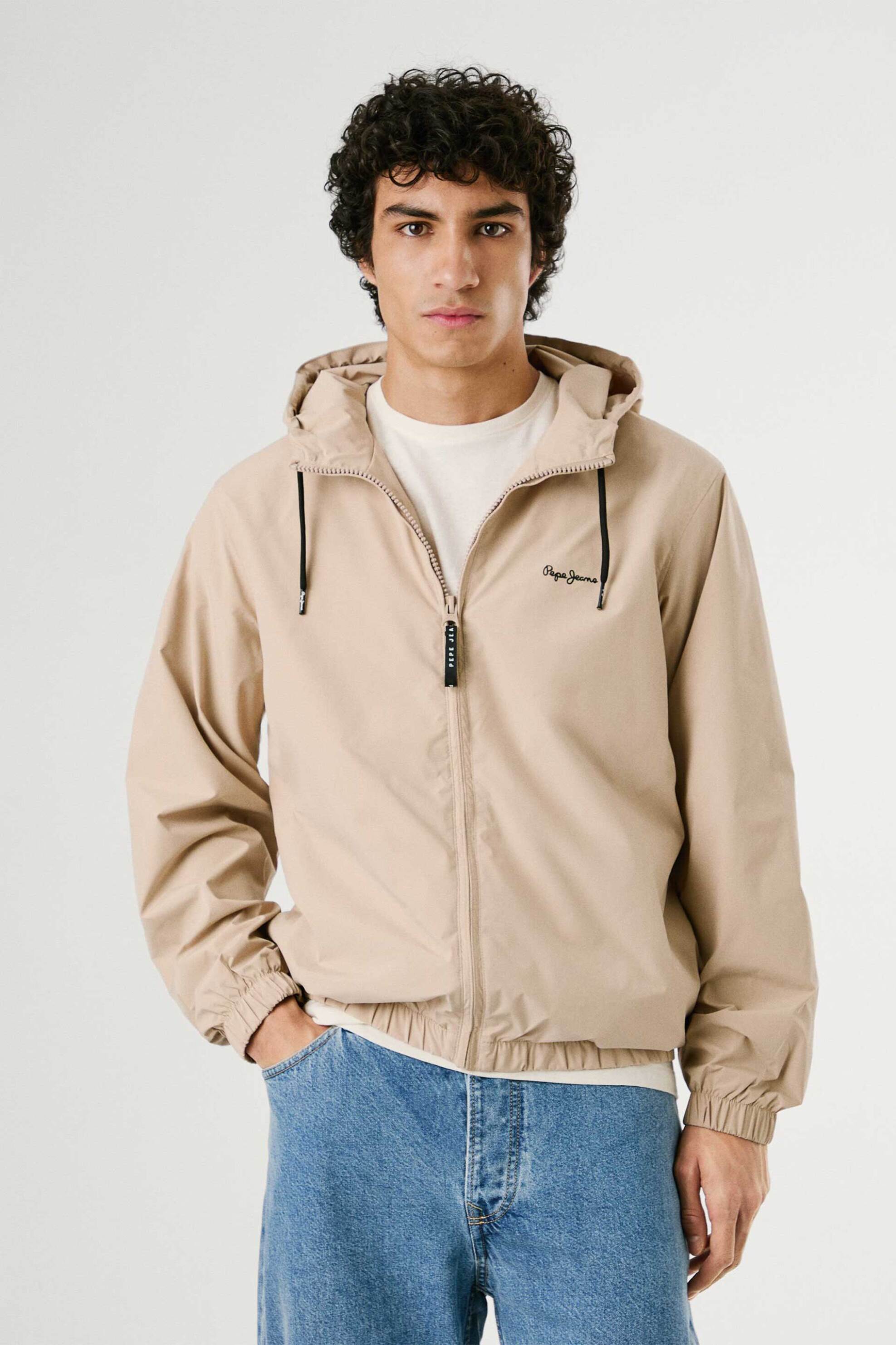 Pepe Jeans ανδρικό μπουφάν αντιανεμικό με κουκούλα - PM403166 Μπεζ