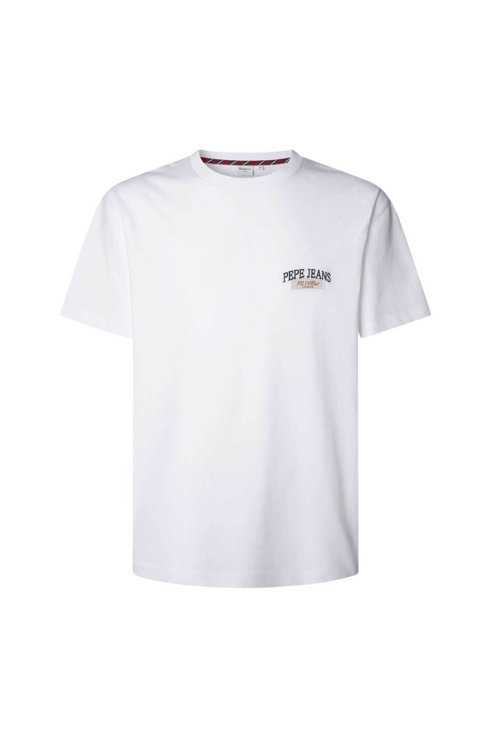 Pepe Jeans ανδρικό T-shirt μονόχρωμο με logo print "Mason" - PM5010101 Λευκό