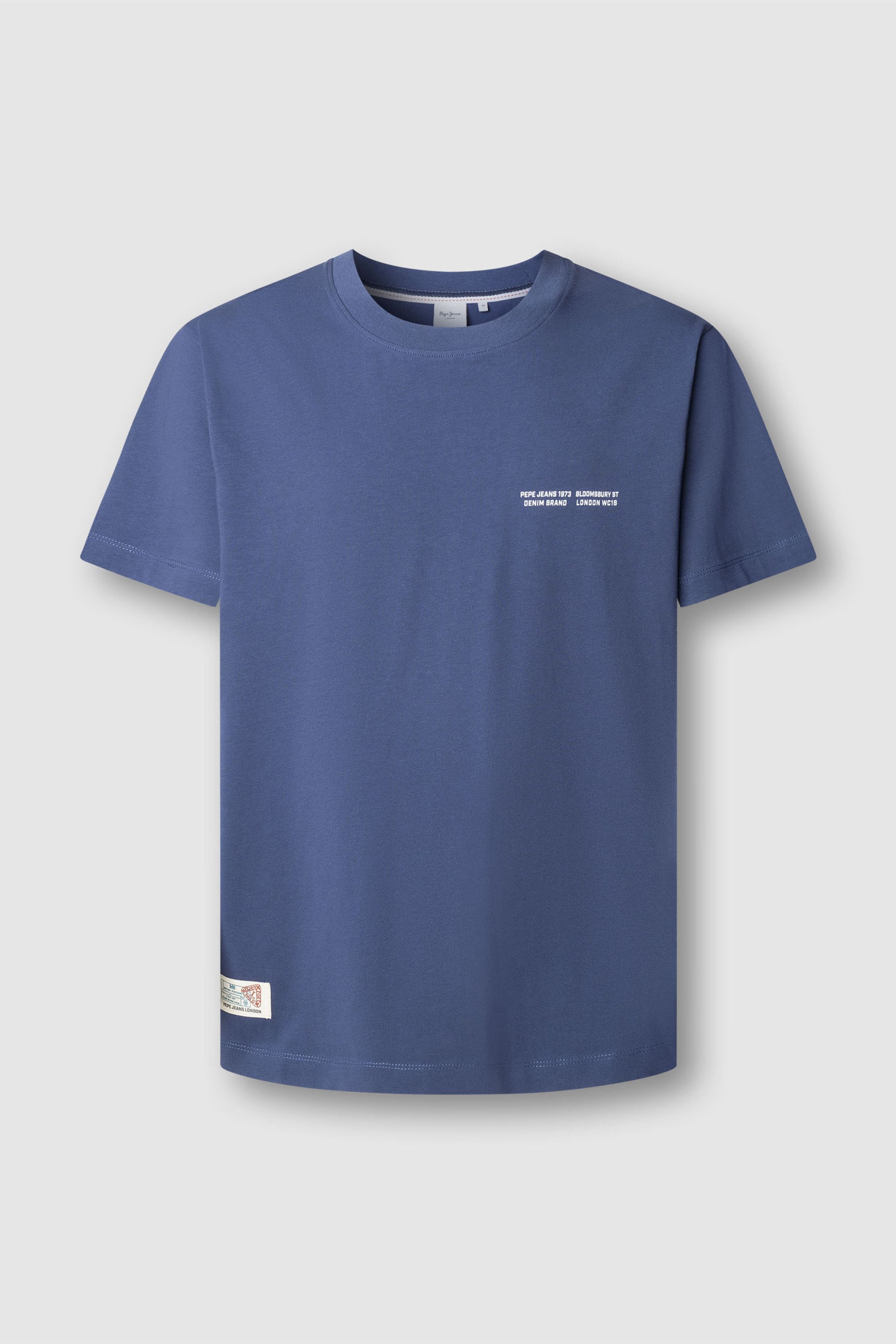 Pepe Jeans ανδρικό T-shirt μονόχρωμο με logo print "Sean" - PM5010294 Μπλε