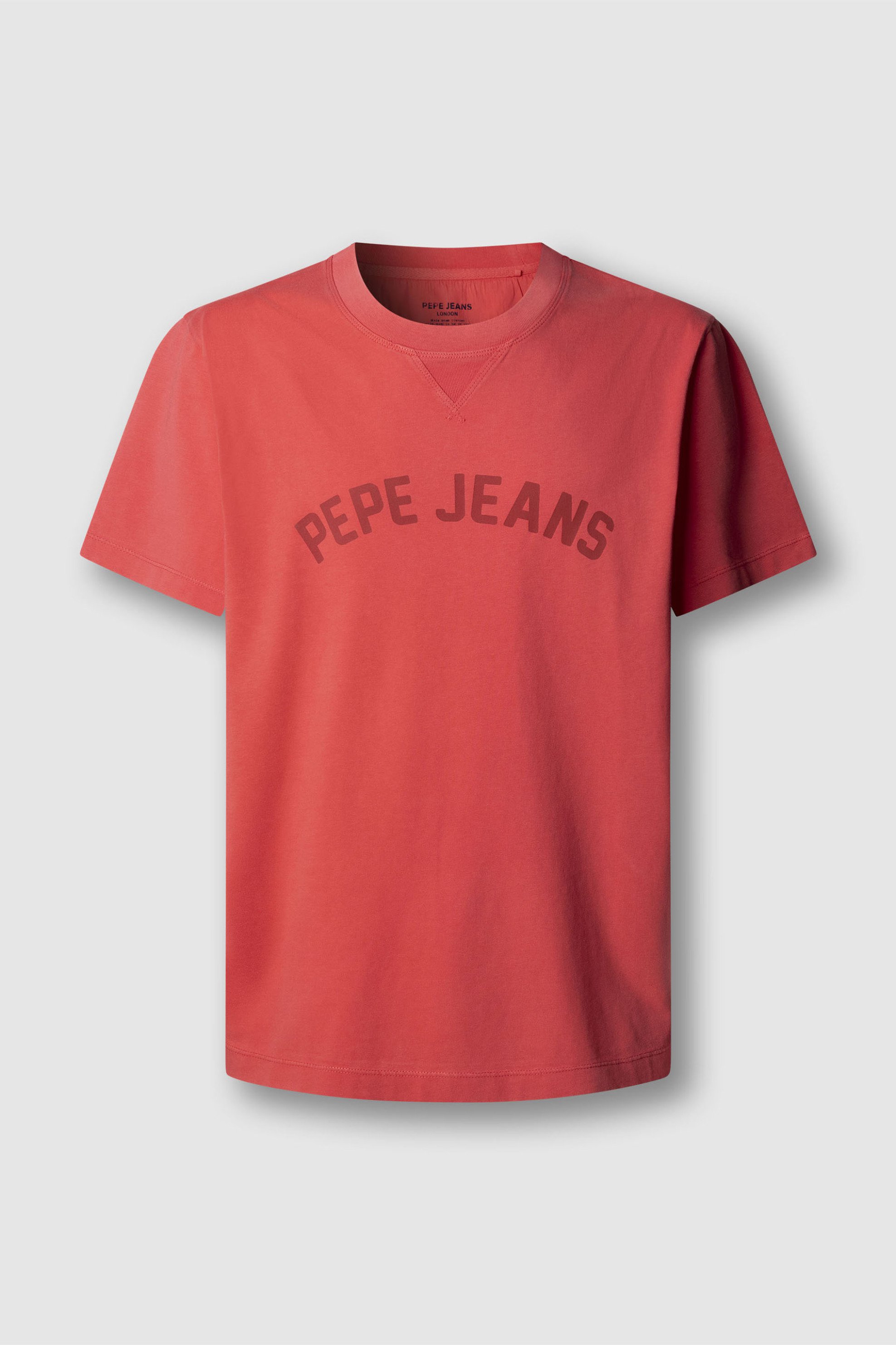 Pepe Jeans ανδρικό T-shirt μονόχρωμο με logo print "Gio" - PM5010295 Κόκκινο