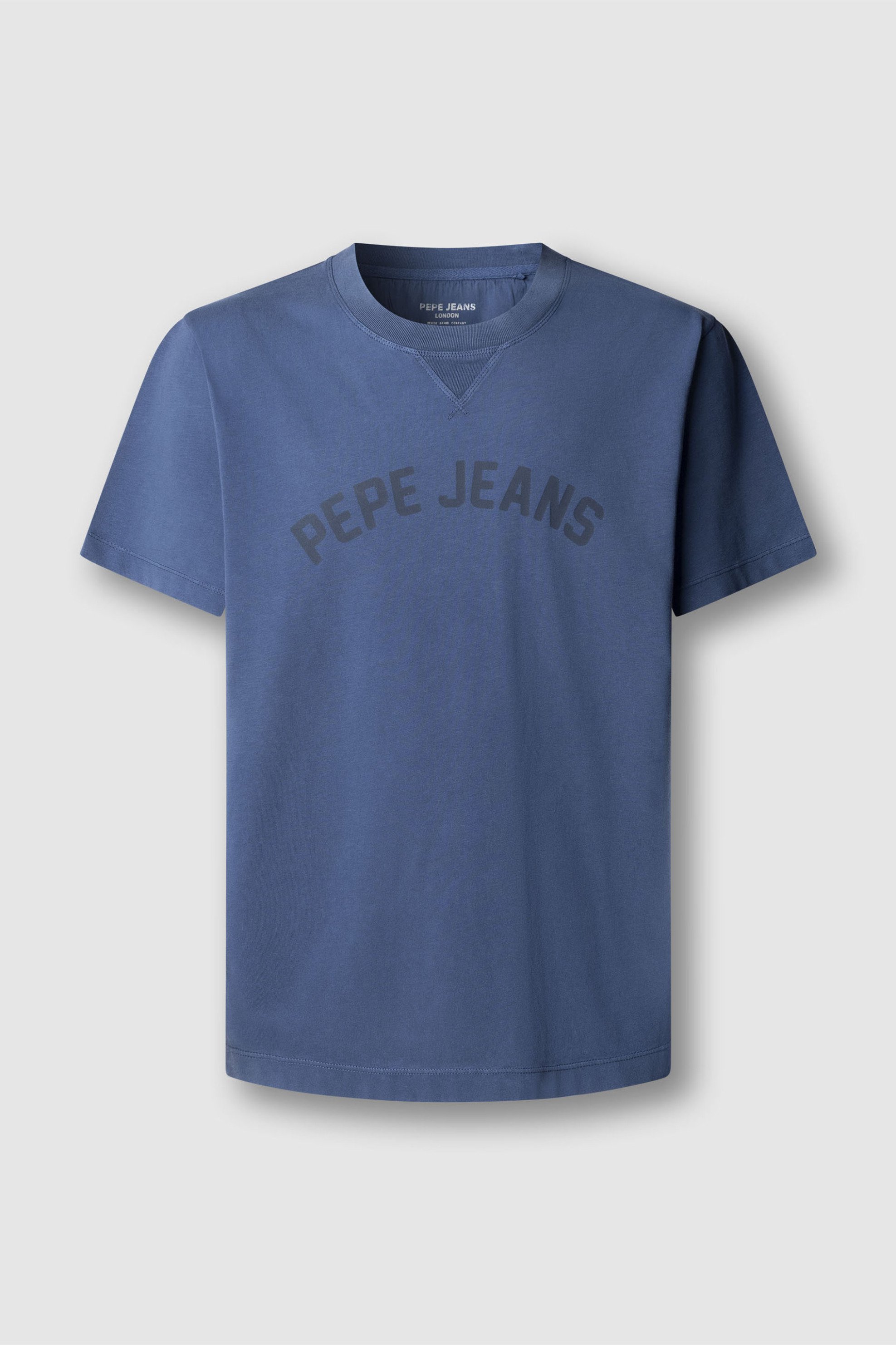Pepe Jeans ανδρικό T-shirt μονόχρωμο με logo print "Gio" - PM5010295 Μπλε