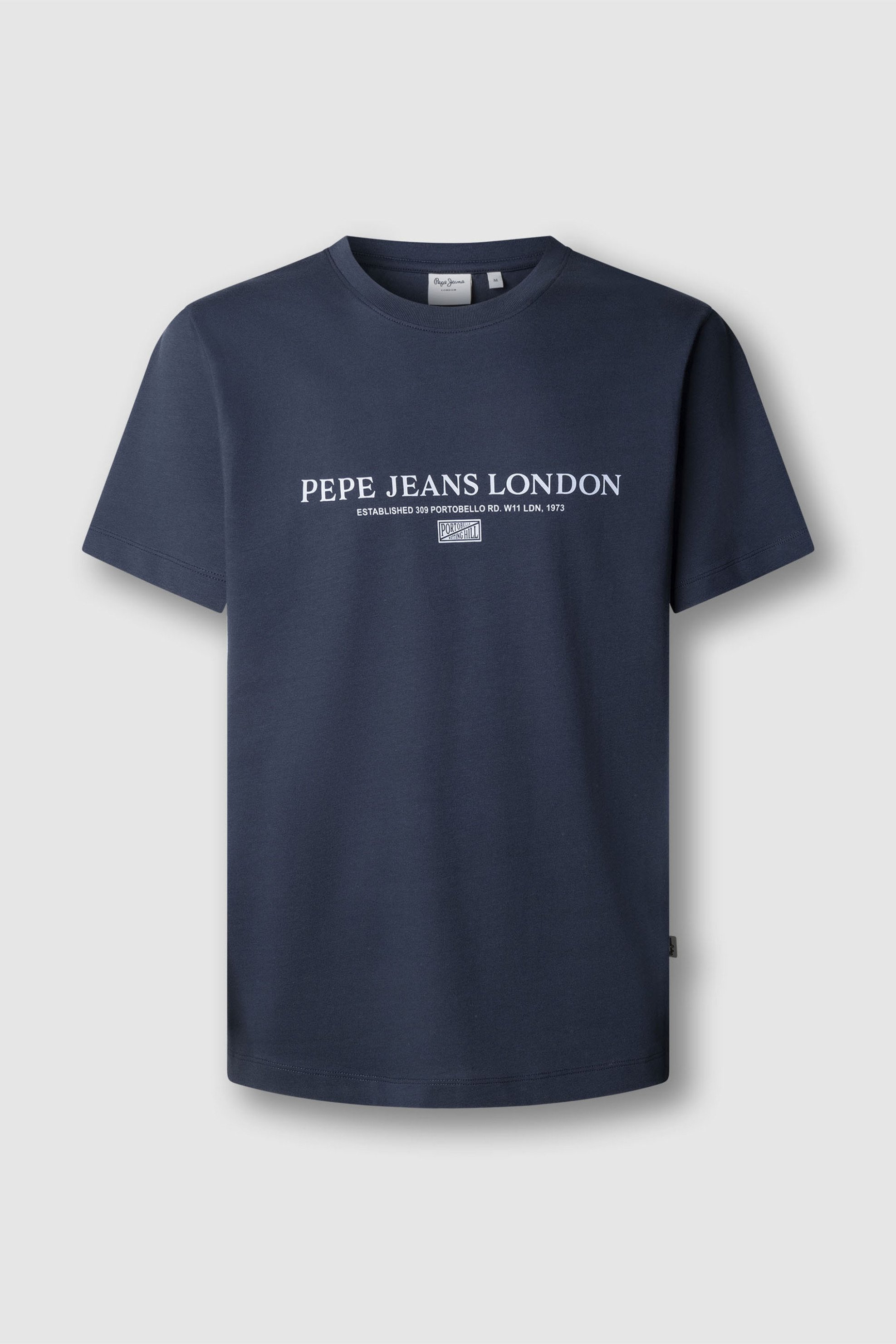 Pepe Jeans ανδρικό T-shirt μονόχρωμο με logo print "Summer" - PM5010309 Μπλε Σκούρο