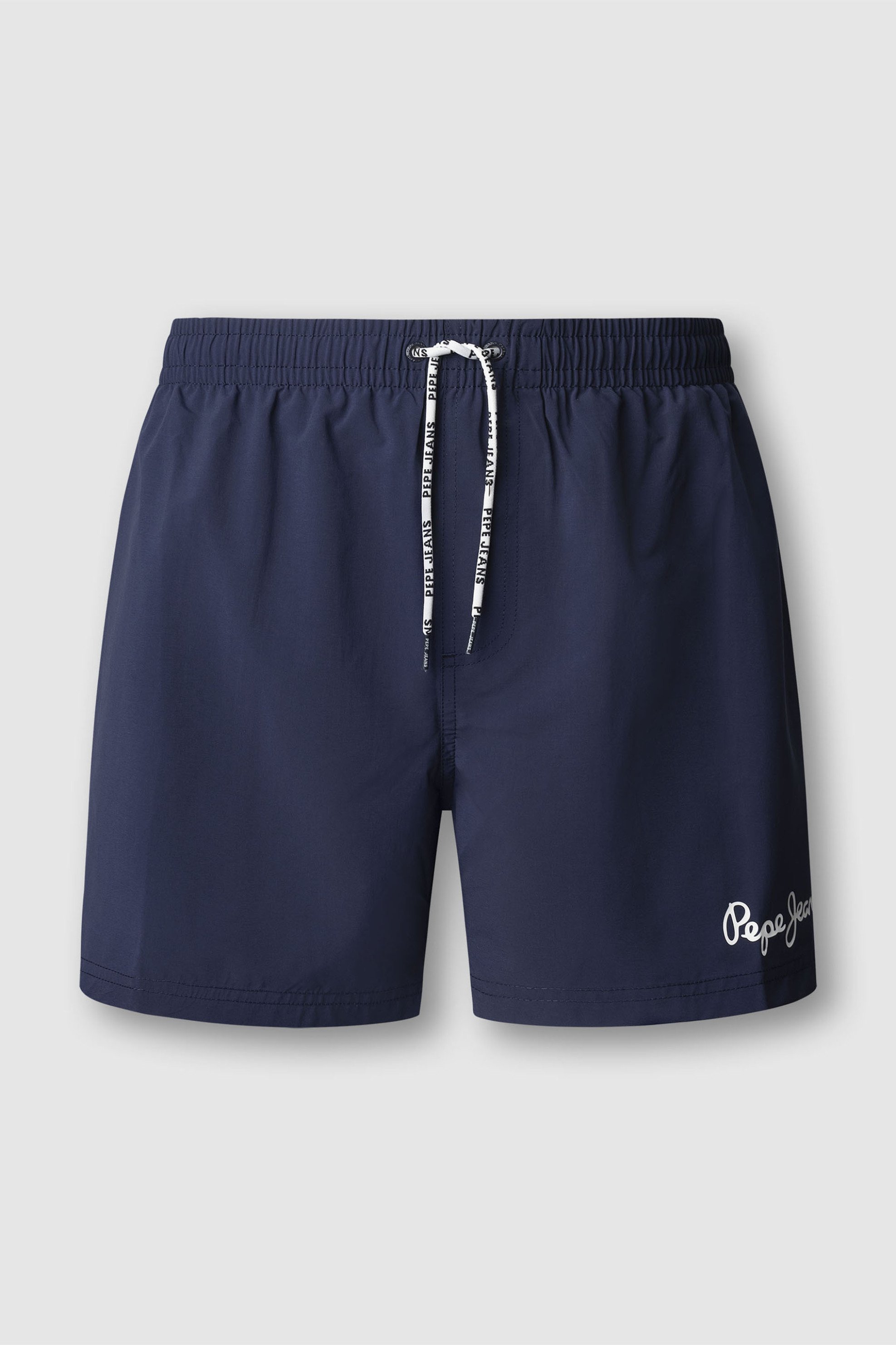 Pepe Jeans ανδρικό μαγιό σορτς μονόχρωμο με contrast logo print "Solid" - PMB100004 Μπλε Σκούρο