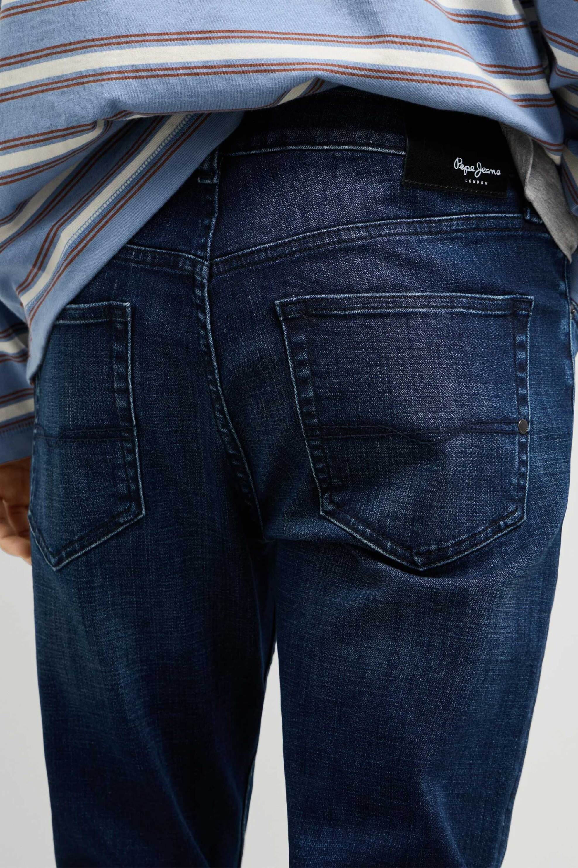Pepe Jeans Ανδρικό Τζιν Παντελόνι Πεντάτσεπο Tapered Fit Stanley - Pm20845667Ua2 Denim Blue Σκούρο