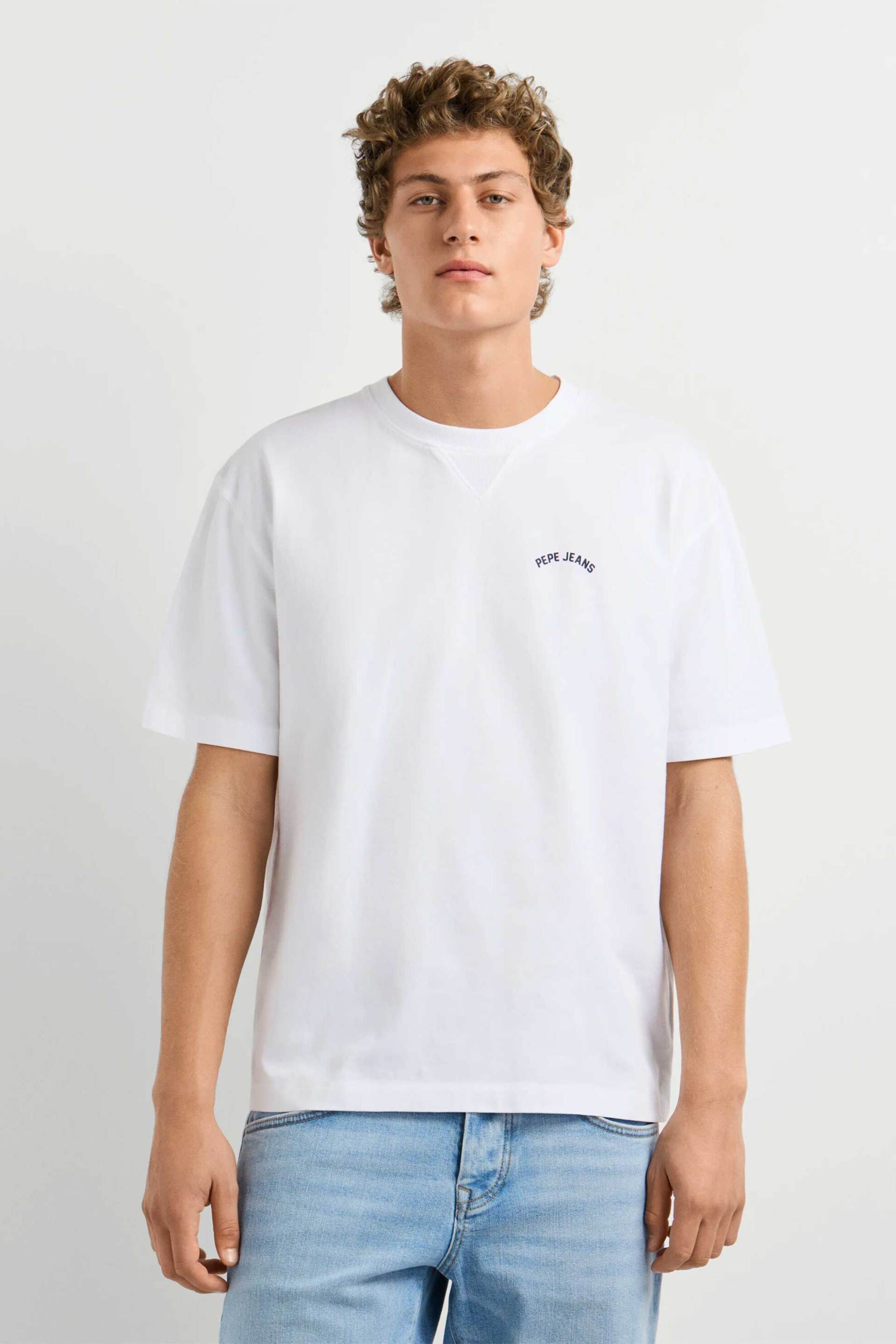 Pepe Jeans ανδρικό T-shirt με logo print Casual Fit "John" - PM5010404 Λευκό