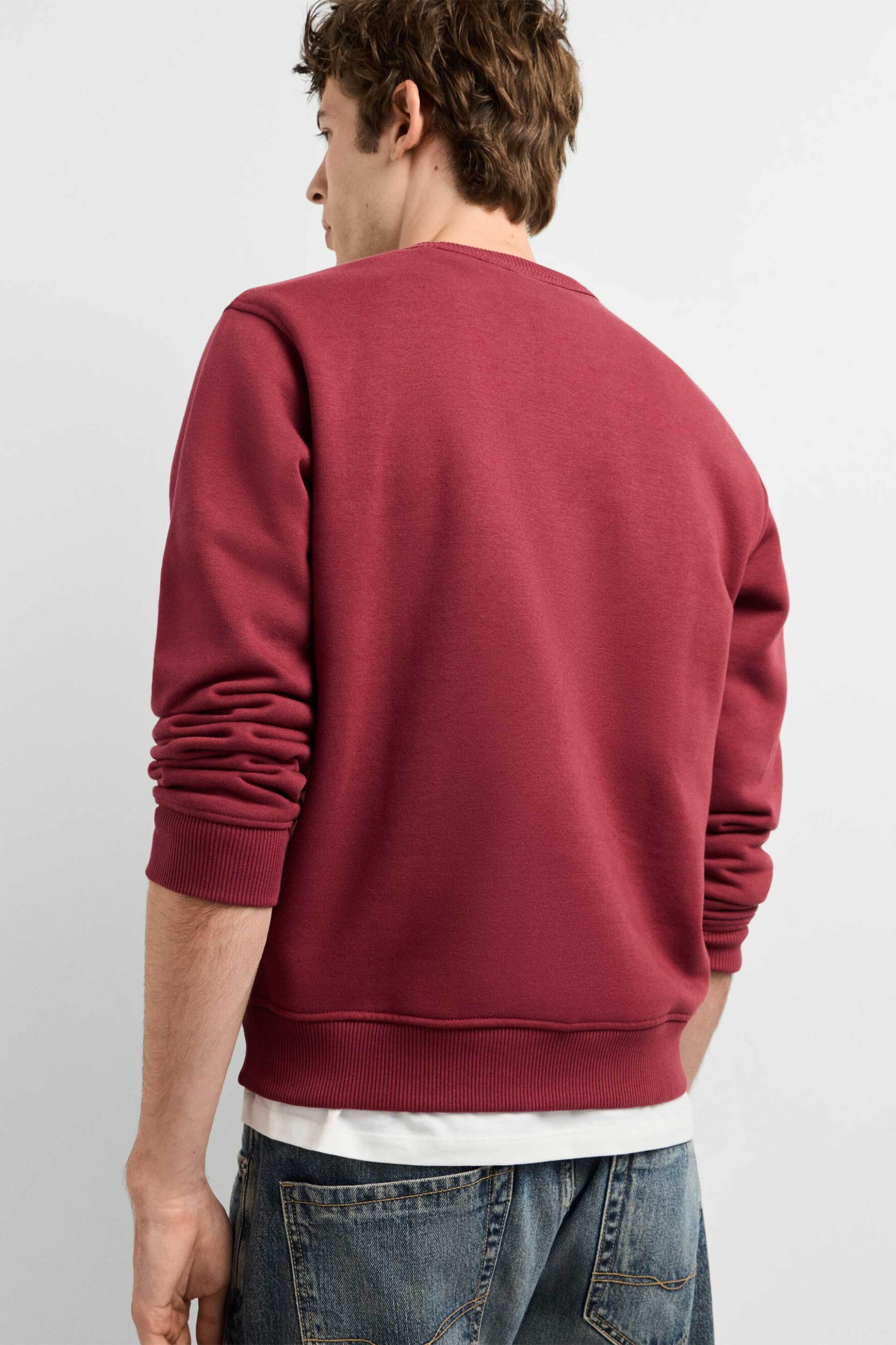 Pepe Jeans Ανδρική Μπλούζα Φούτερ με Λογότυπο Regular Fit Jefferson - Pm5800250 Μπορντό