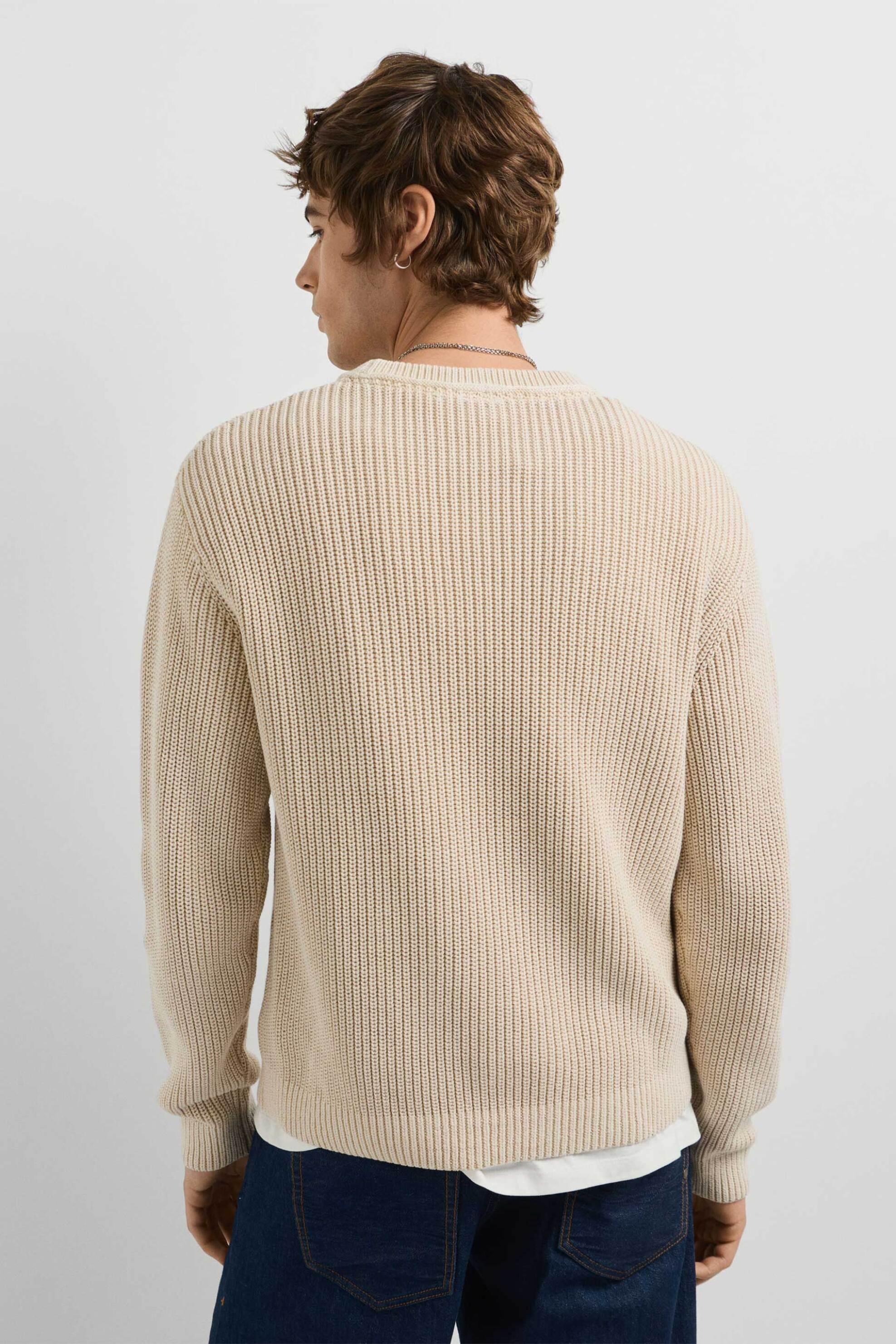 Pepe Jeans Ανδρικό Πουλόβερ Structured Regular Fit Dorian - Pm7000093 Μπεζ